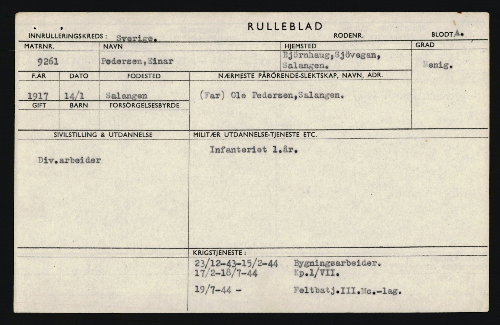 Forsvaret, Troms infanteriregiment nr. 16, AV/RA-RAFA-3146/P/Pa/L0022: Rulleblad for regimentets menige mannskaper, årsklasse 1938, 1938, s. 1318