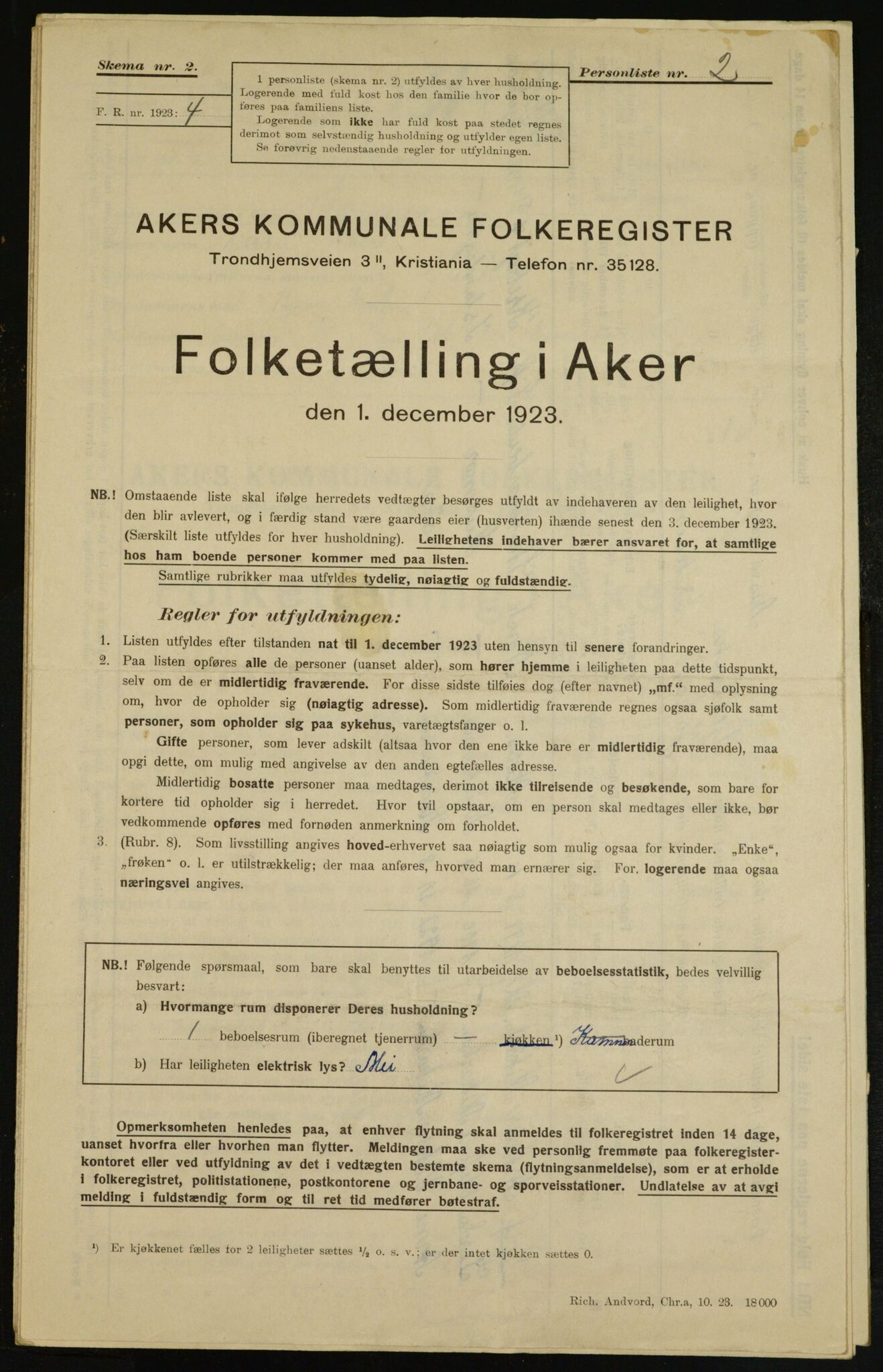 , Kommunal folketelling 1.12.1923 for Aker, 1923, s. 7414