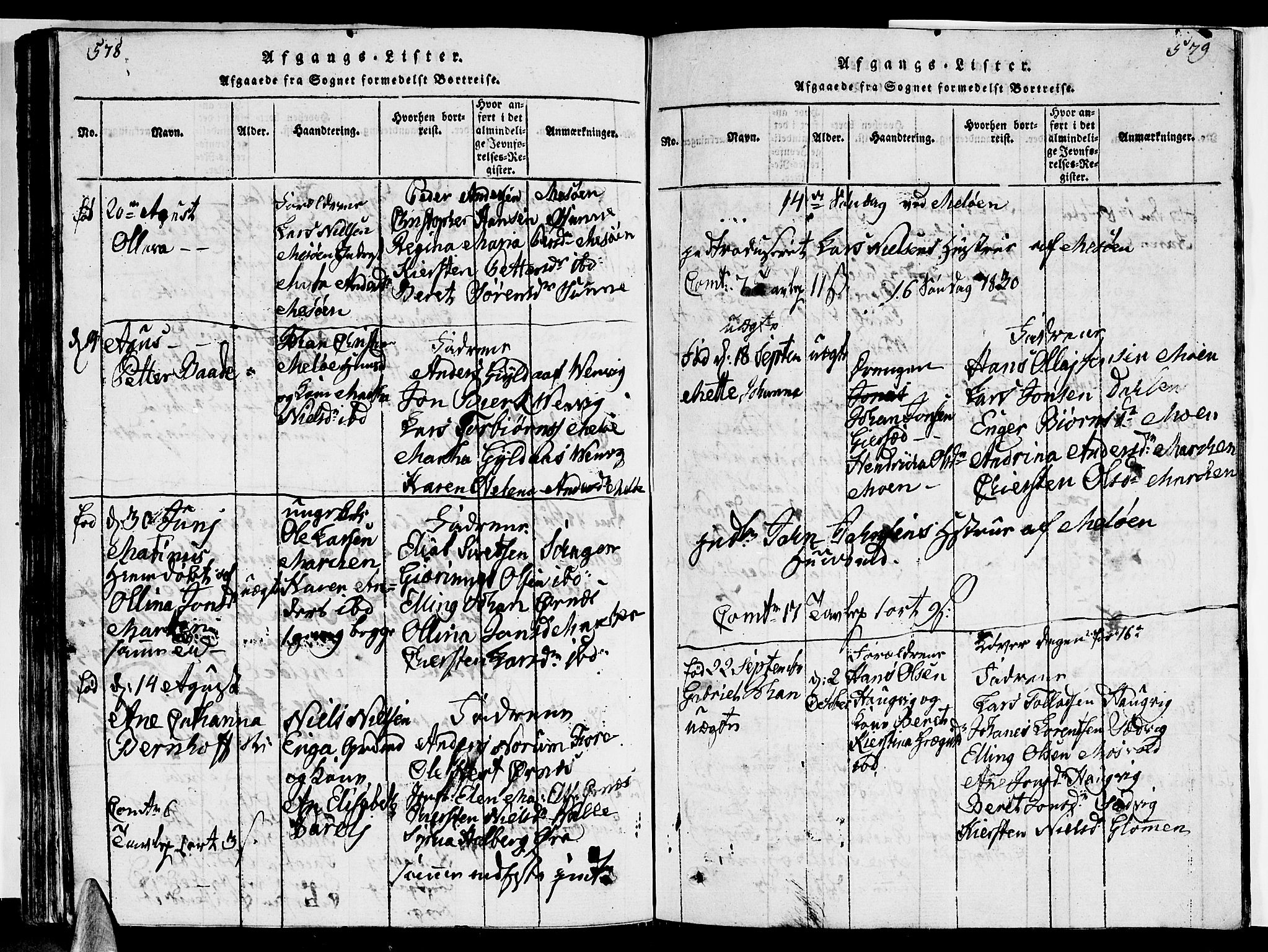 Ministerialprotokoller, klokkerbøker og fødselsregistre - Nordland, AV/SAT-A-1459/841/L0616: Klokkerbok nr. 841C01 /1, 1820-1832, s. 578-579