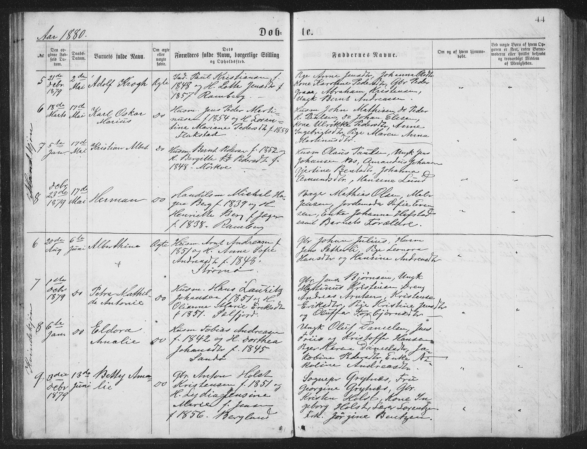 Ministerialprotokoller, klokkerbøker og fødselsregistre - Nordland, AV/SAT-A-1459/885/L1213: Klokkerbok nr. 885C02, 1874-1892, s. 44