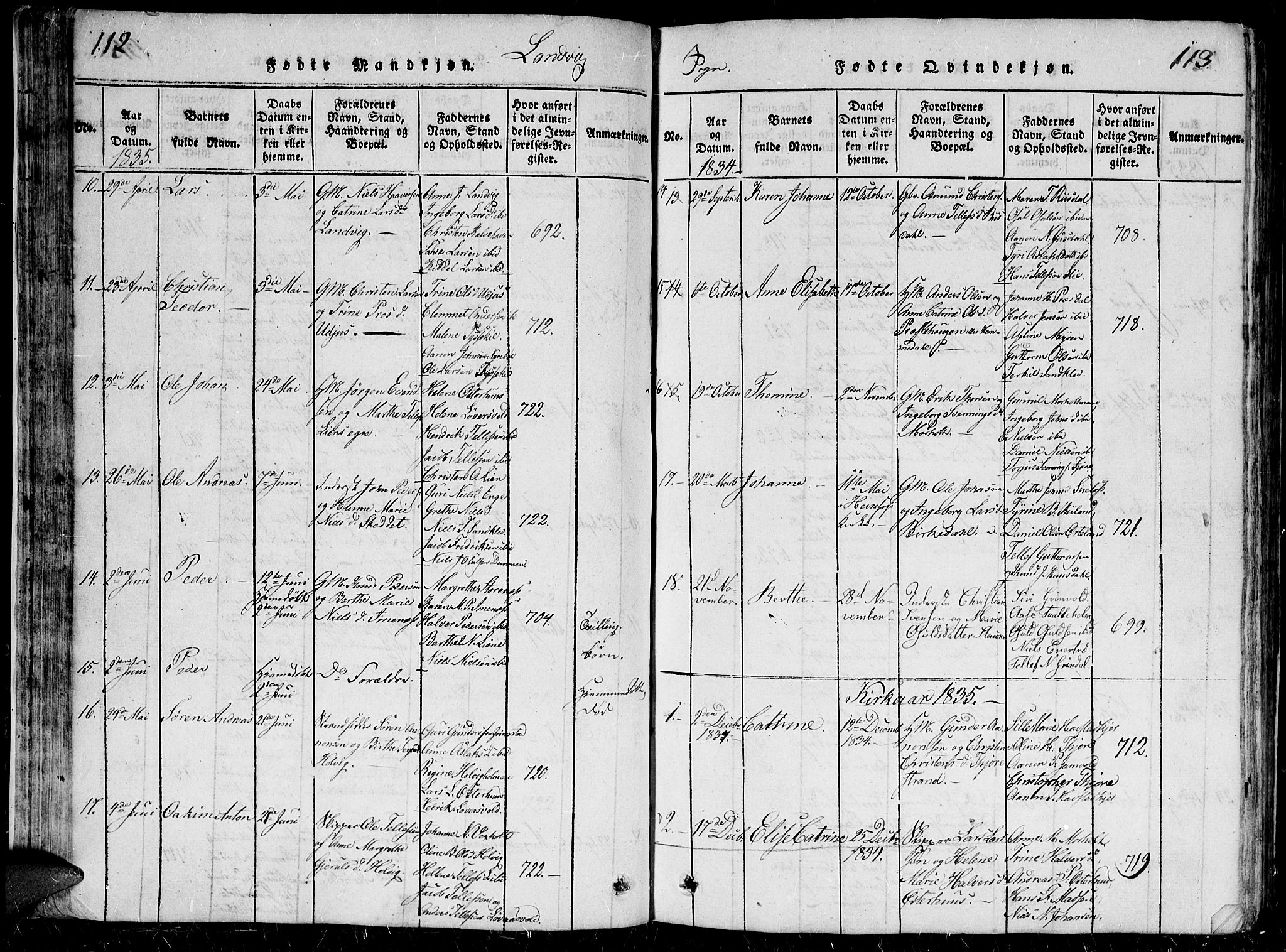 Hommedal sokneprestkontor, AV/SAK-1111-0023/F/Fb/Fbb/L0003: Klokkerbok nr. B 3 /1, 1816-1850, s. 112-113