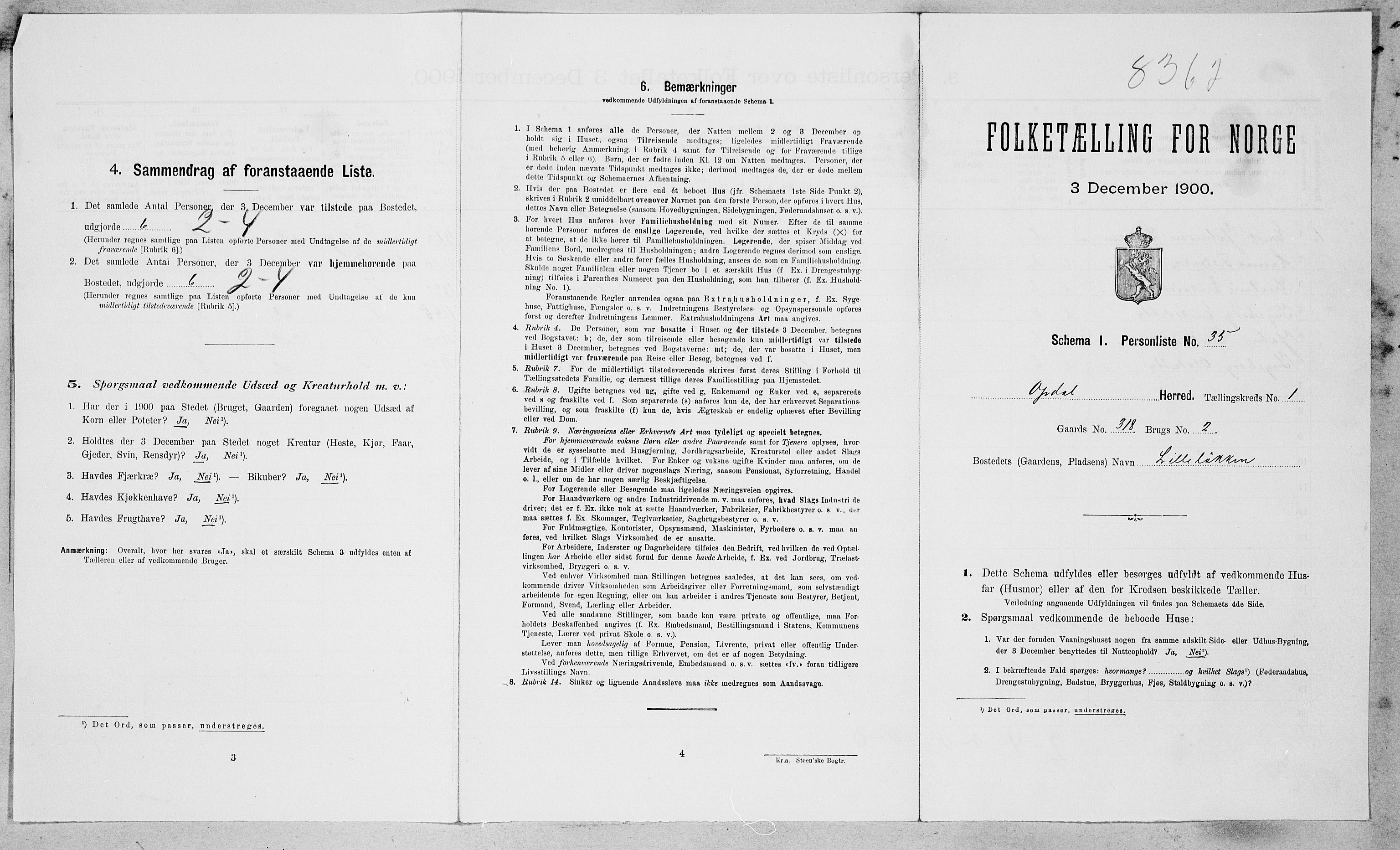 SAT, Folketelling 1900 for 1634 Oppdal herred, 1900, s. 168