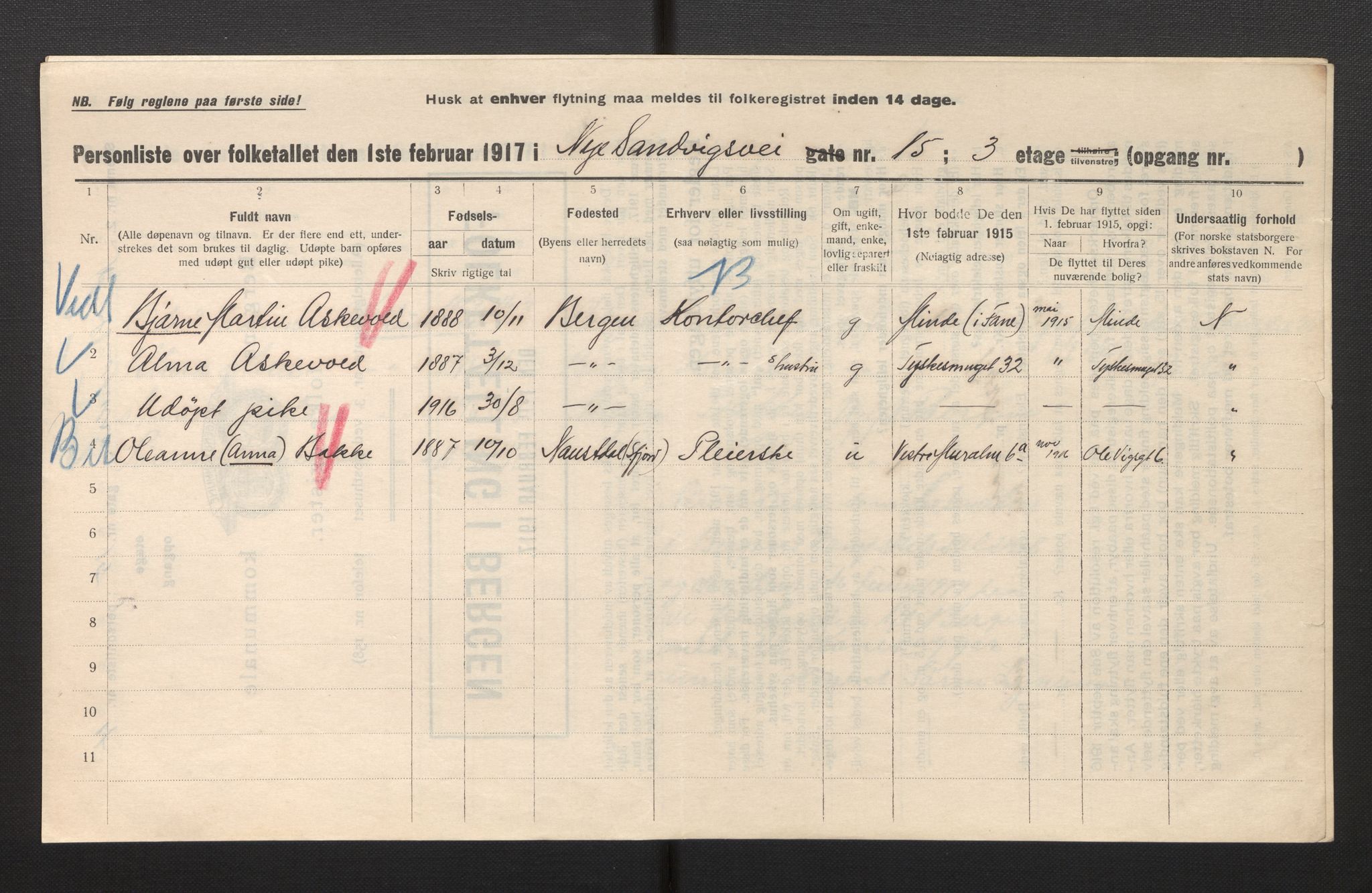 SAB, Kommunal folketelling 1917 for Bergen kjøpstad, 1917, s. 32549