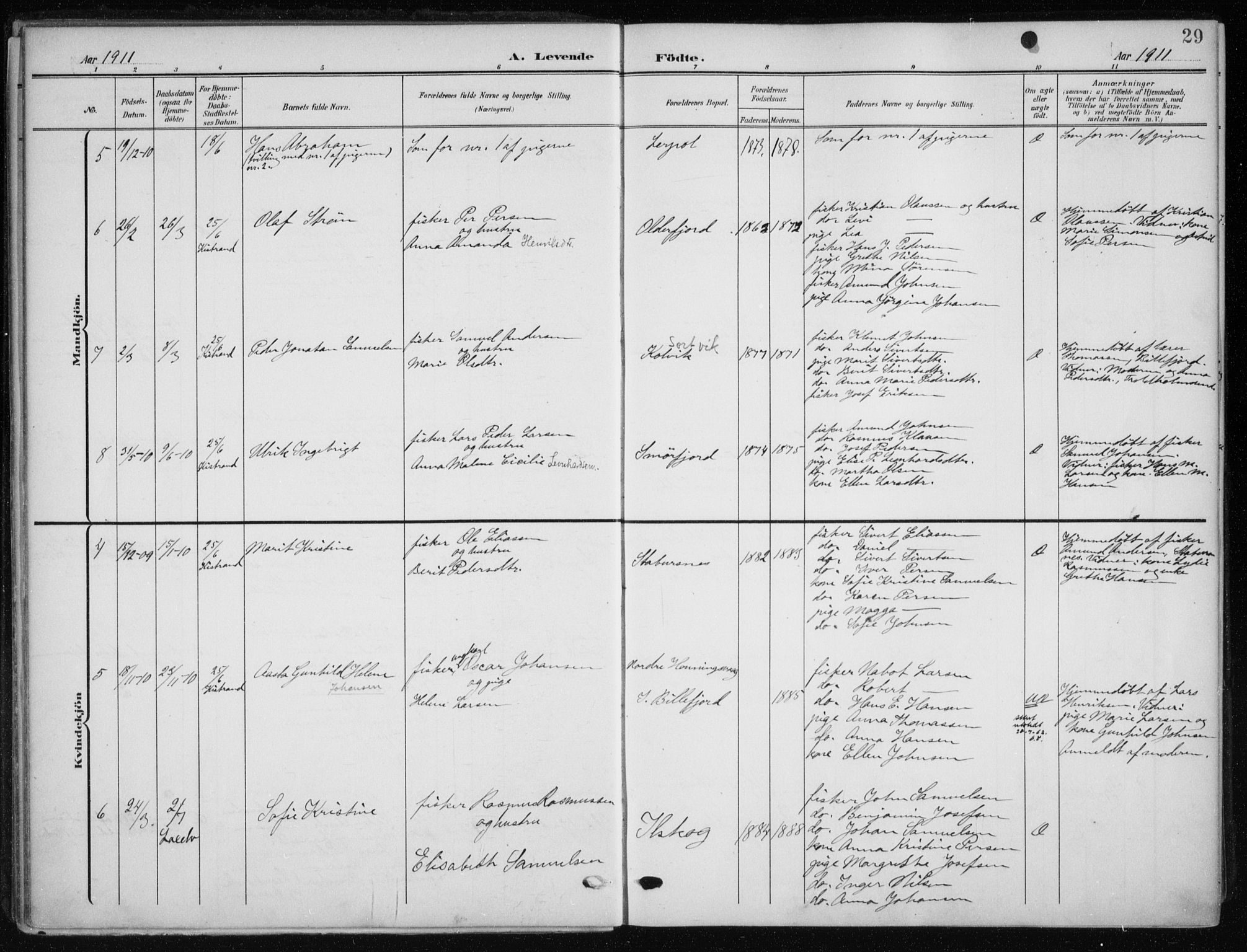 Kistrand/Porsanger sokneprestembete, AV/SATØ-S-1351/H/Ha/L0014.kirke: Ministerialbok nr. 14, 1908-1917, s. 29
