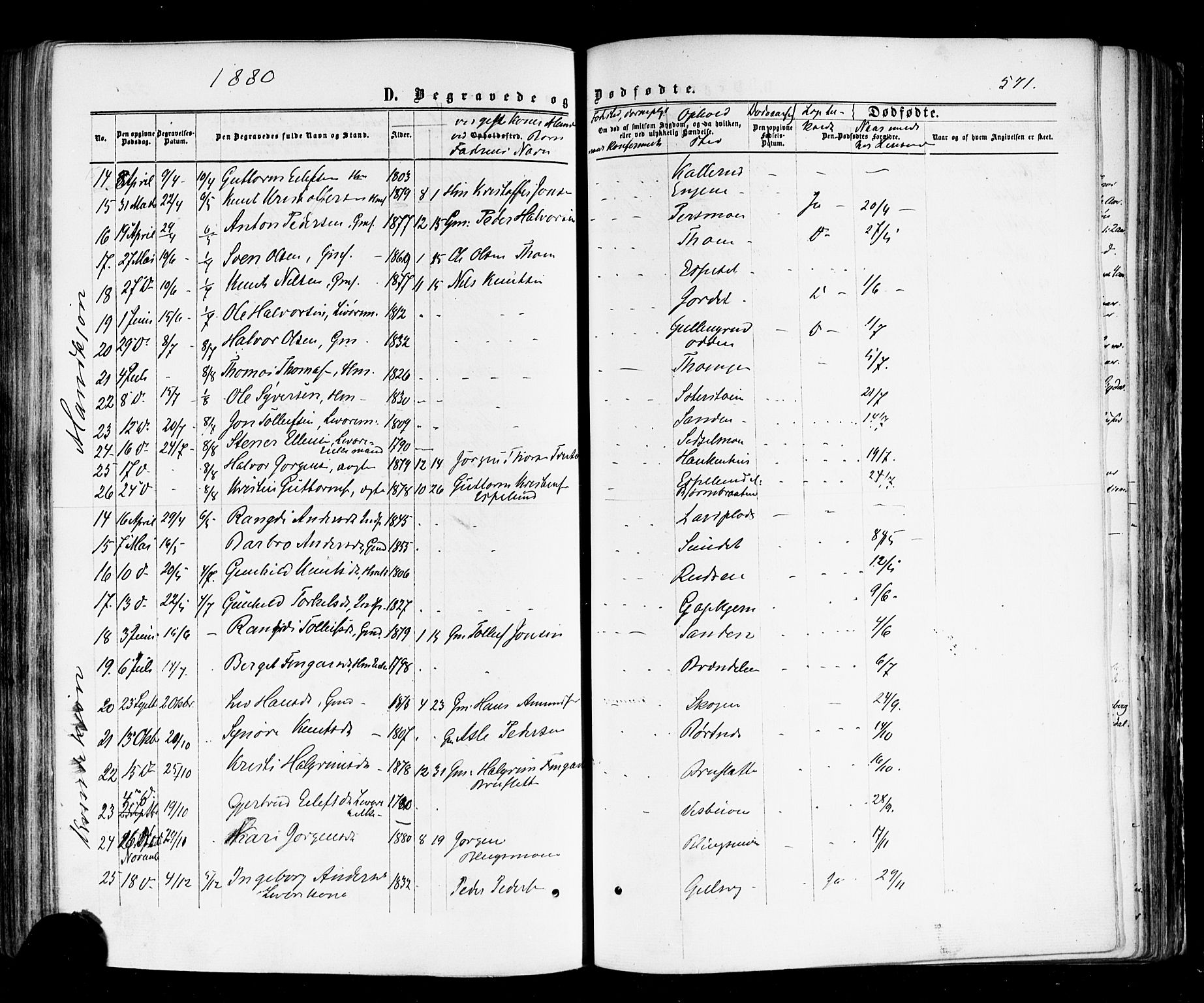 Nes kirkebøker, AV/SAKO-A-236/F/Fa/L0010: Ministerialbok nr. 10, 1864-1880, s. 571