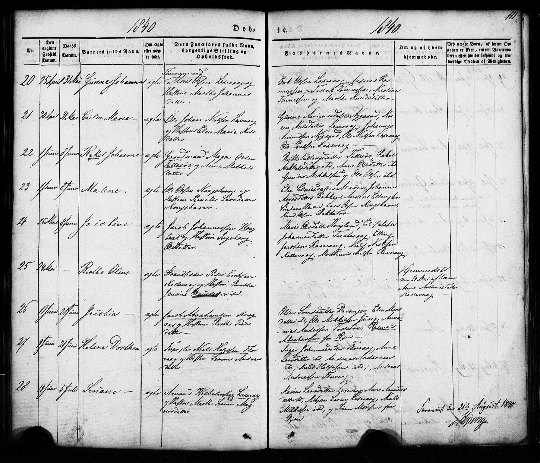 Askøy Sokneprestembete, AV/SAB-A-74101/H/Ha/Haa/Haaa/L0005: Ministerialbok nr. A 5, 1836-1852, s. 111