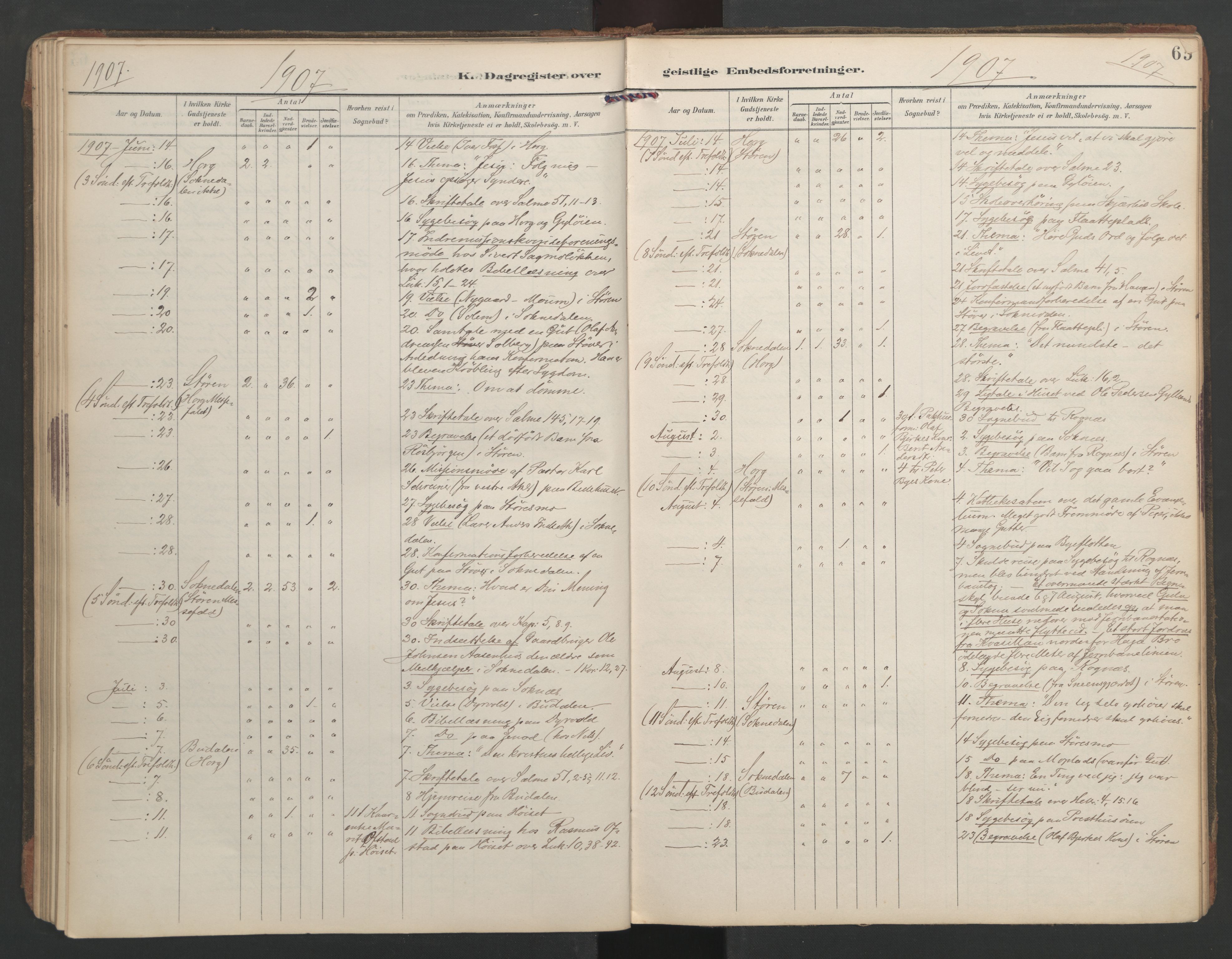 Ministerialprotokoller, klokkerbøker og fødselsregistre - Sør-Trøndelag, AV/SAT-A-1456/687/L1005: Dagsregister nr. 687A11, 1891-1912, s. 65