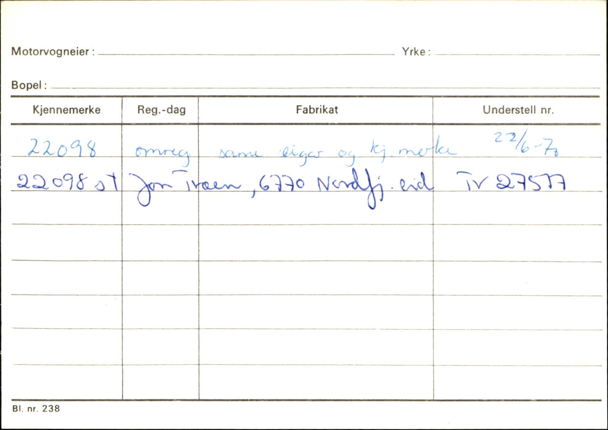 Statens vegvesen, Sogn og Fjordane vegkontor, SAB/A-5301/4/F/L0130: Eigarregister Eid T-Å. Høyanger A-O, 1945-1975, s. 40