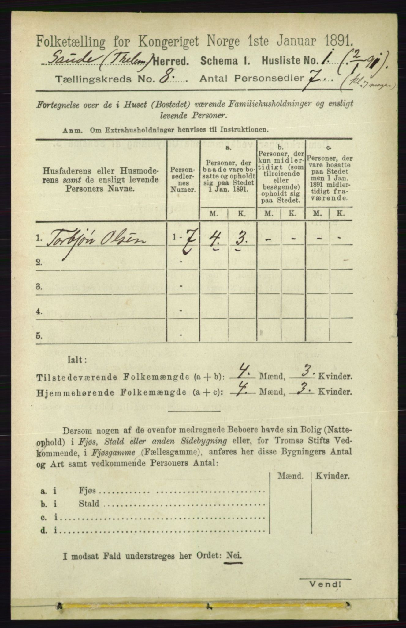 RA, Folketelling 1891 for 0822 Sauherad herred, 1891, s. 2251