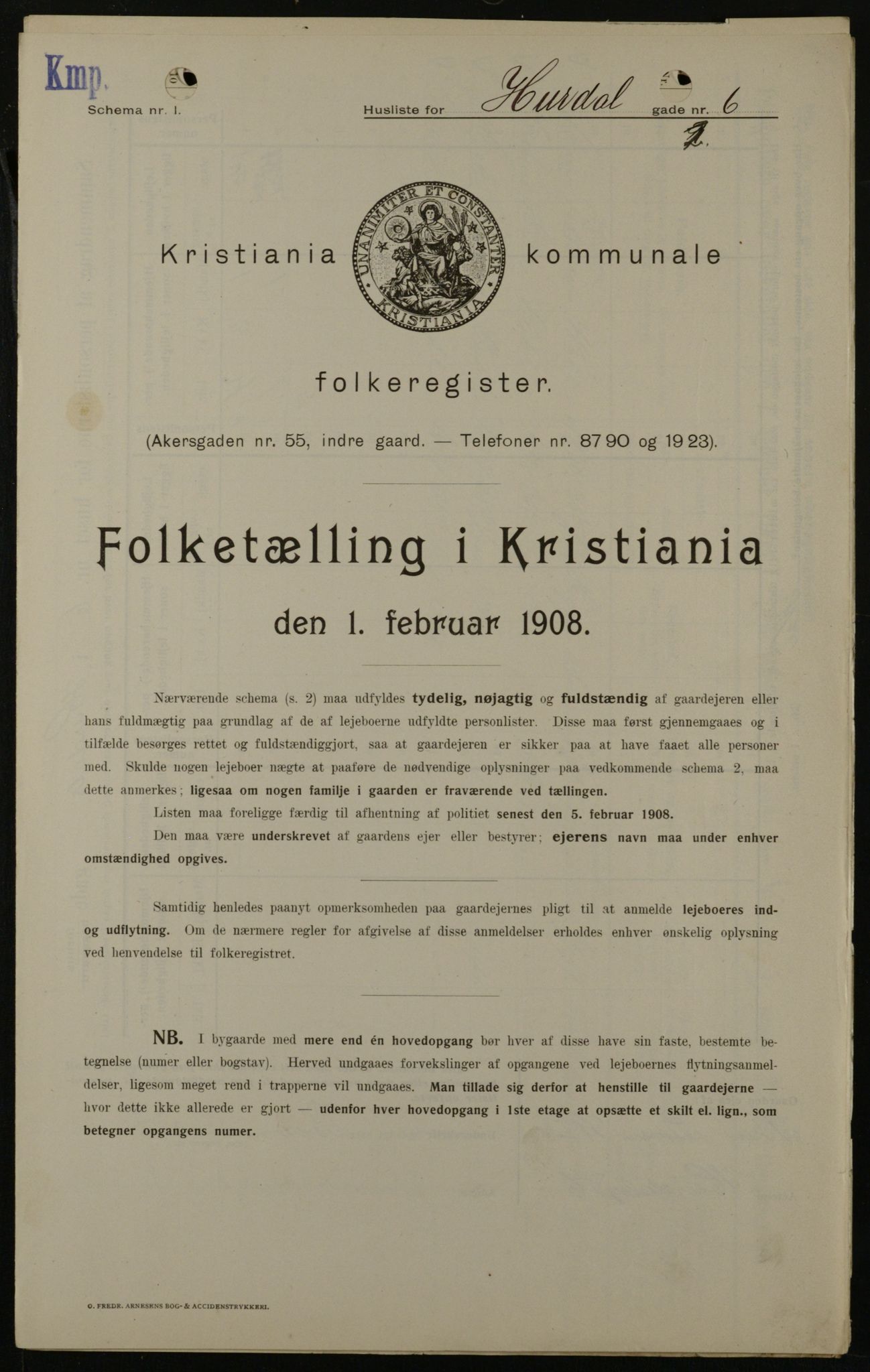 OBA, Kommunal folketelling 1.2.1908 for Kristiania kjøpstad, 1908, s. 37978