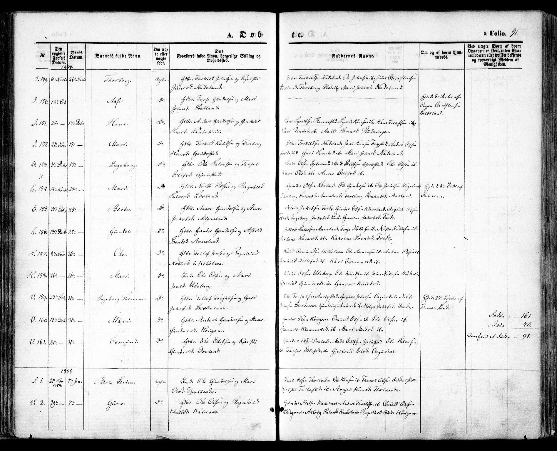 Evje sokneprestkontor, SAK/1111-0008/F/Fa/Faa/L0005: Ministerialbok nr. A 5, 1843-1865, s. 91