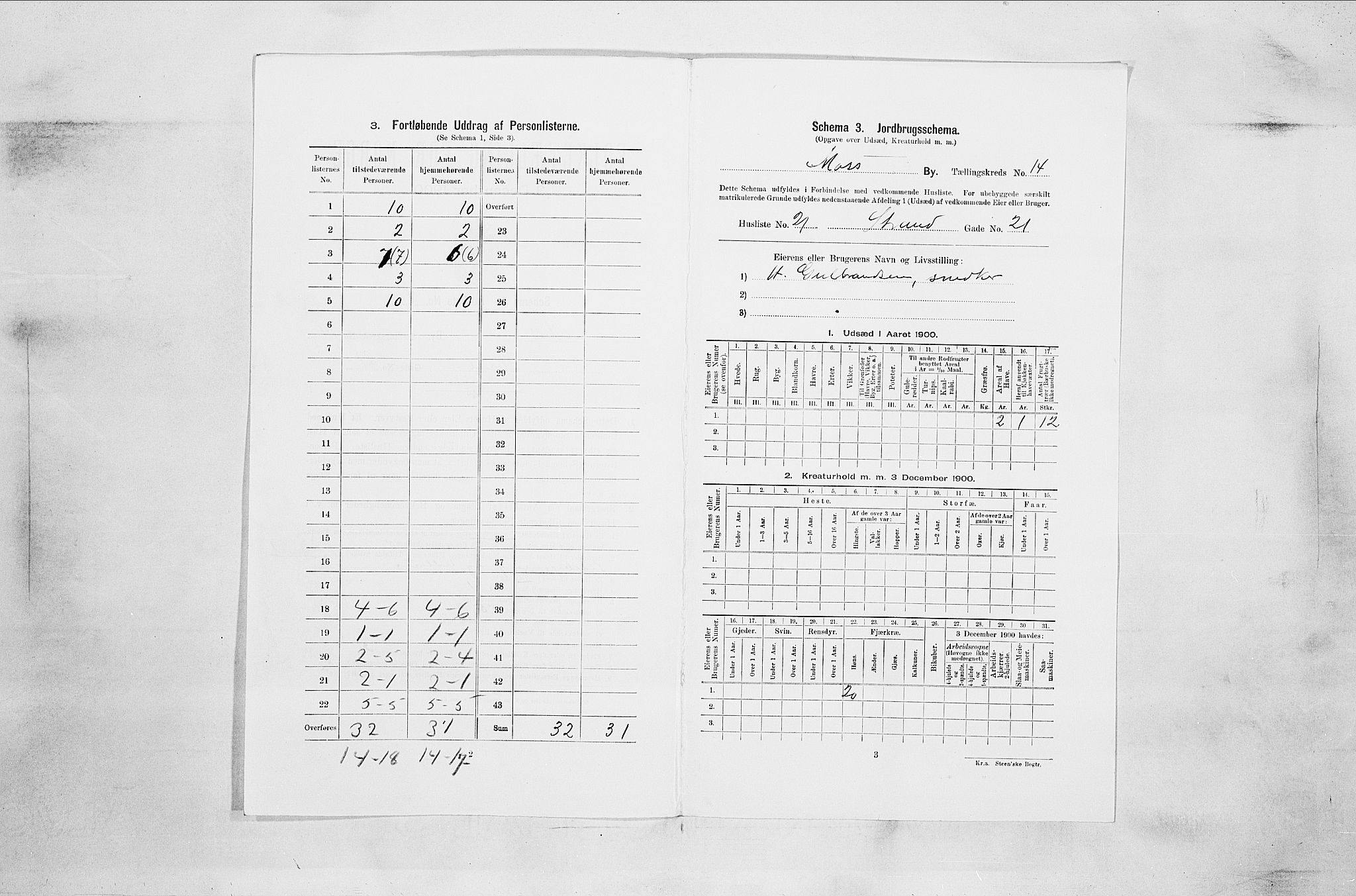 SAO, Folketelling 1900 for 0104 Moss kjøpstad, 1900