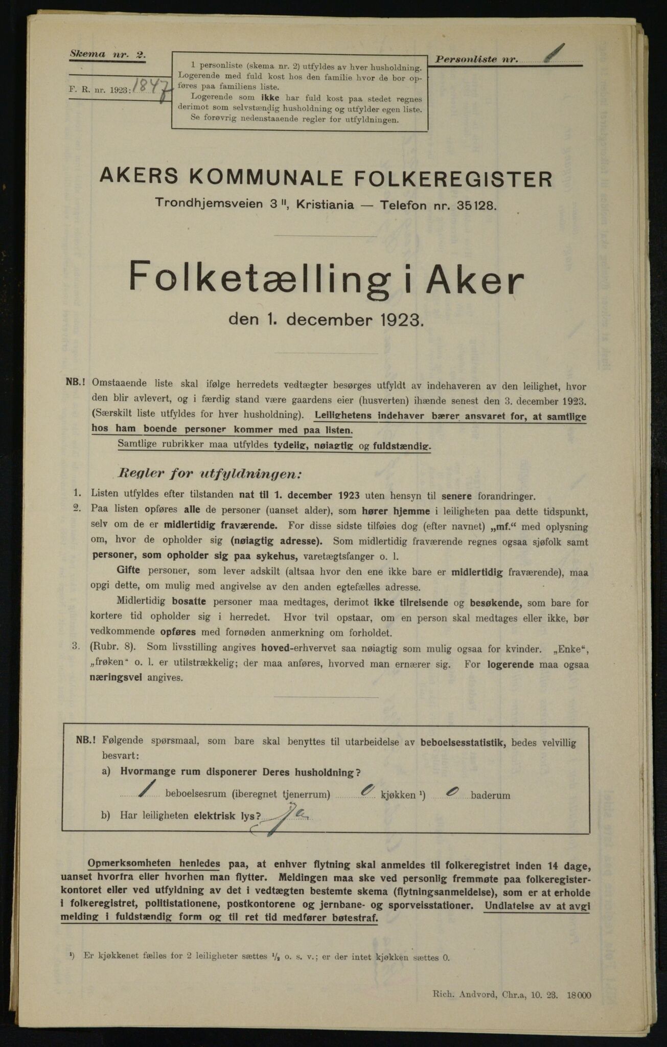 , Kommunal folketelling 1.12.1923 for Aker, 1923, s. 19921