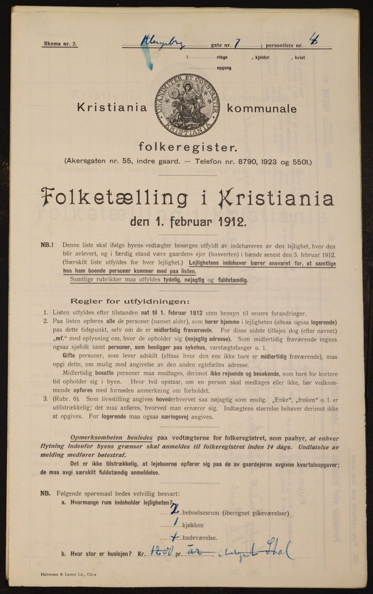 OBA, Kommunal folketelling 1.2.1912 for Kristiania, 1912, s. 52106