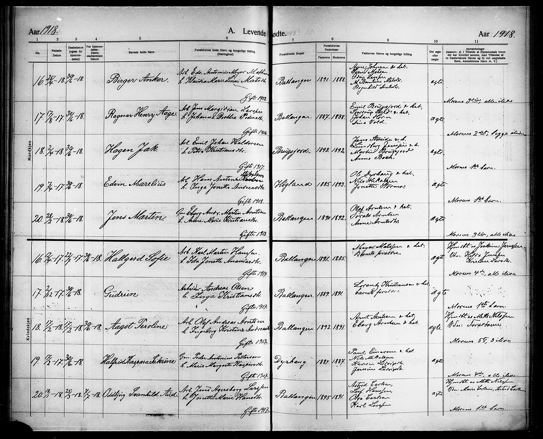 Ministerialprotokoller, klokkerbøker og fødselsregistre - Nordland, AV/SAT-A-1459/863/L0916: Klokkerbok nr. 863C06, 1907-1921