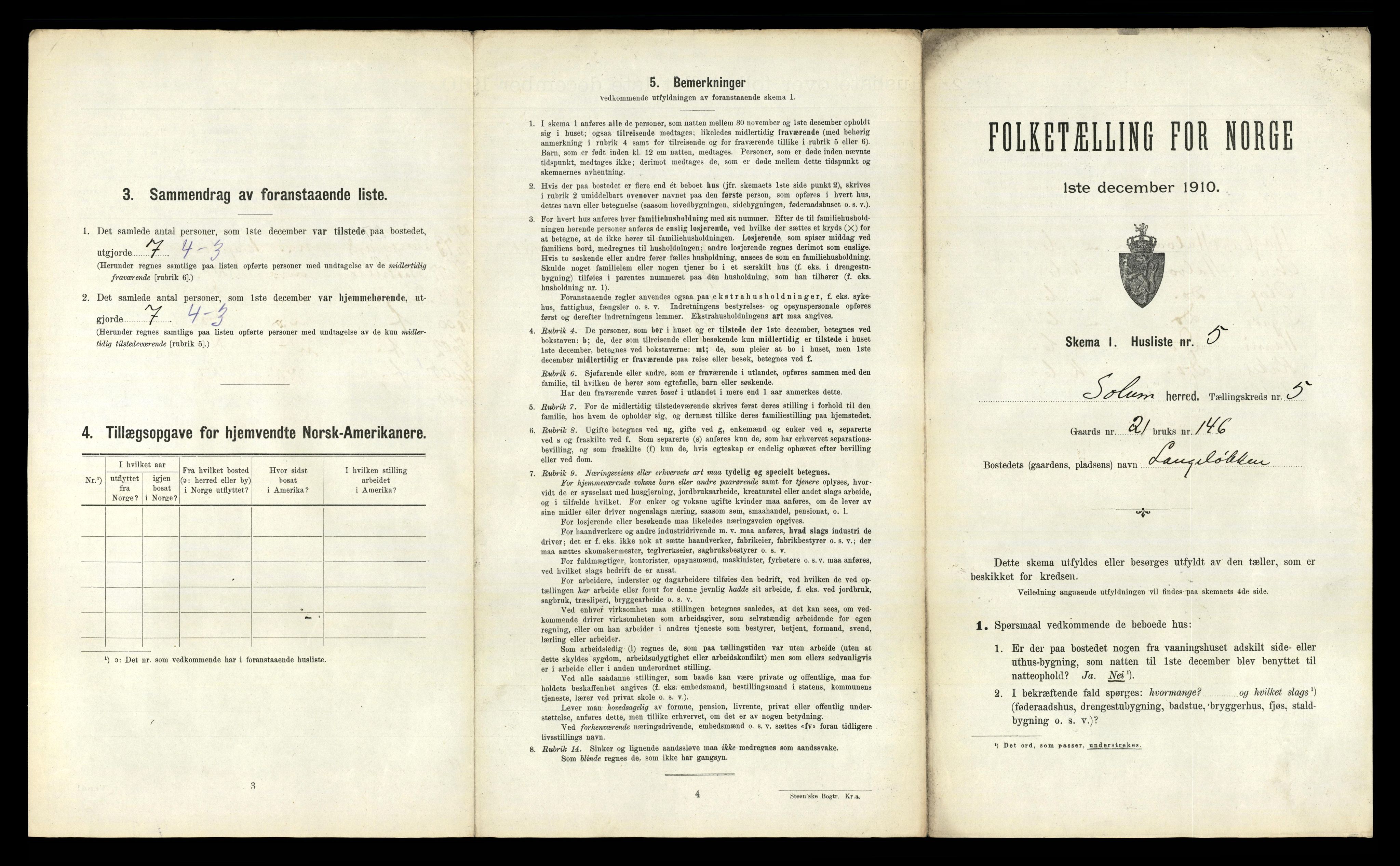 RA, Folketelling 1910 for 0818 Solum herred, 1910, s. 1173