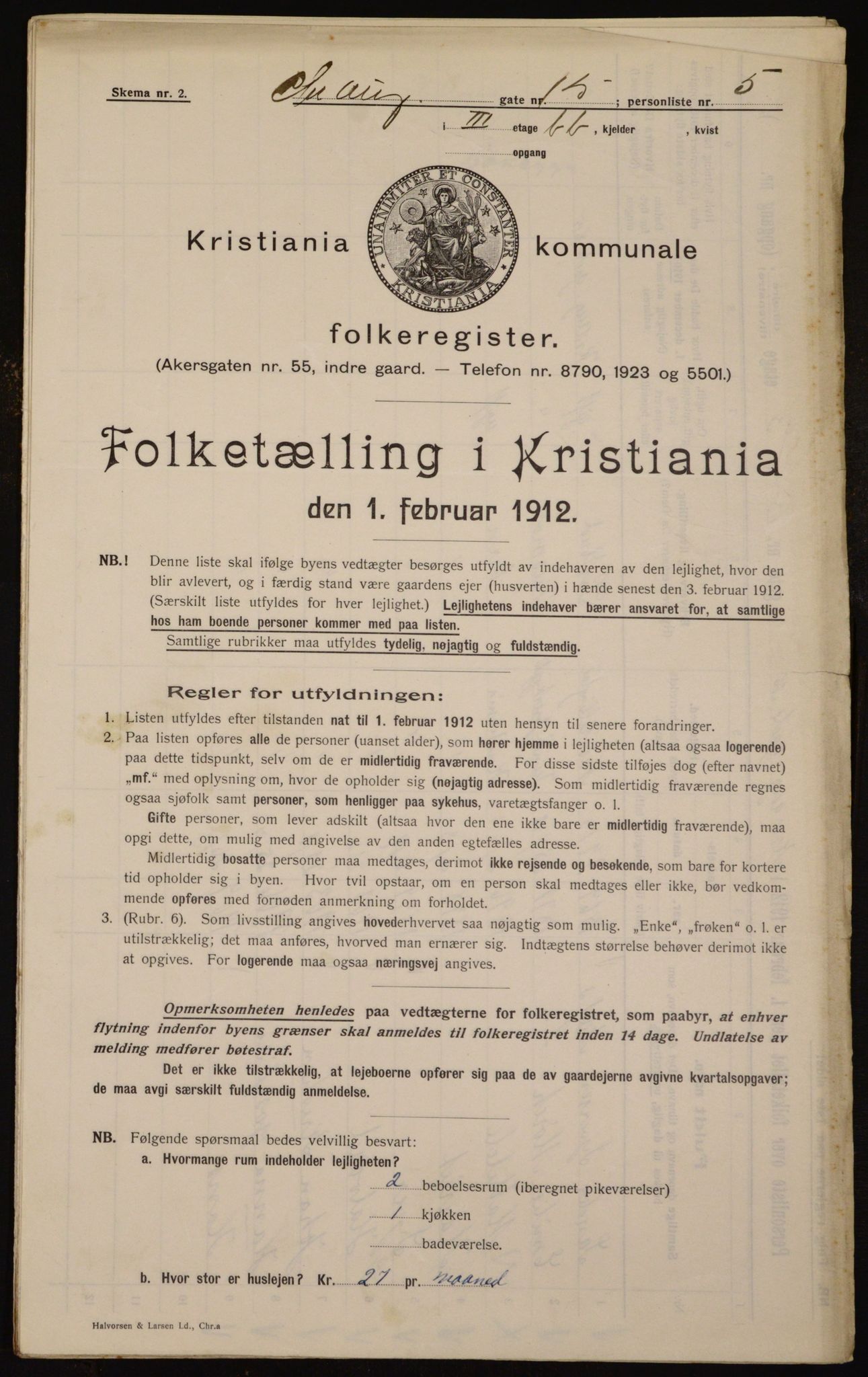 OBA, Kommunal folketelling 1.2.1912 for Kristiania, 1912, s. 54325