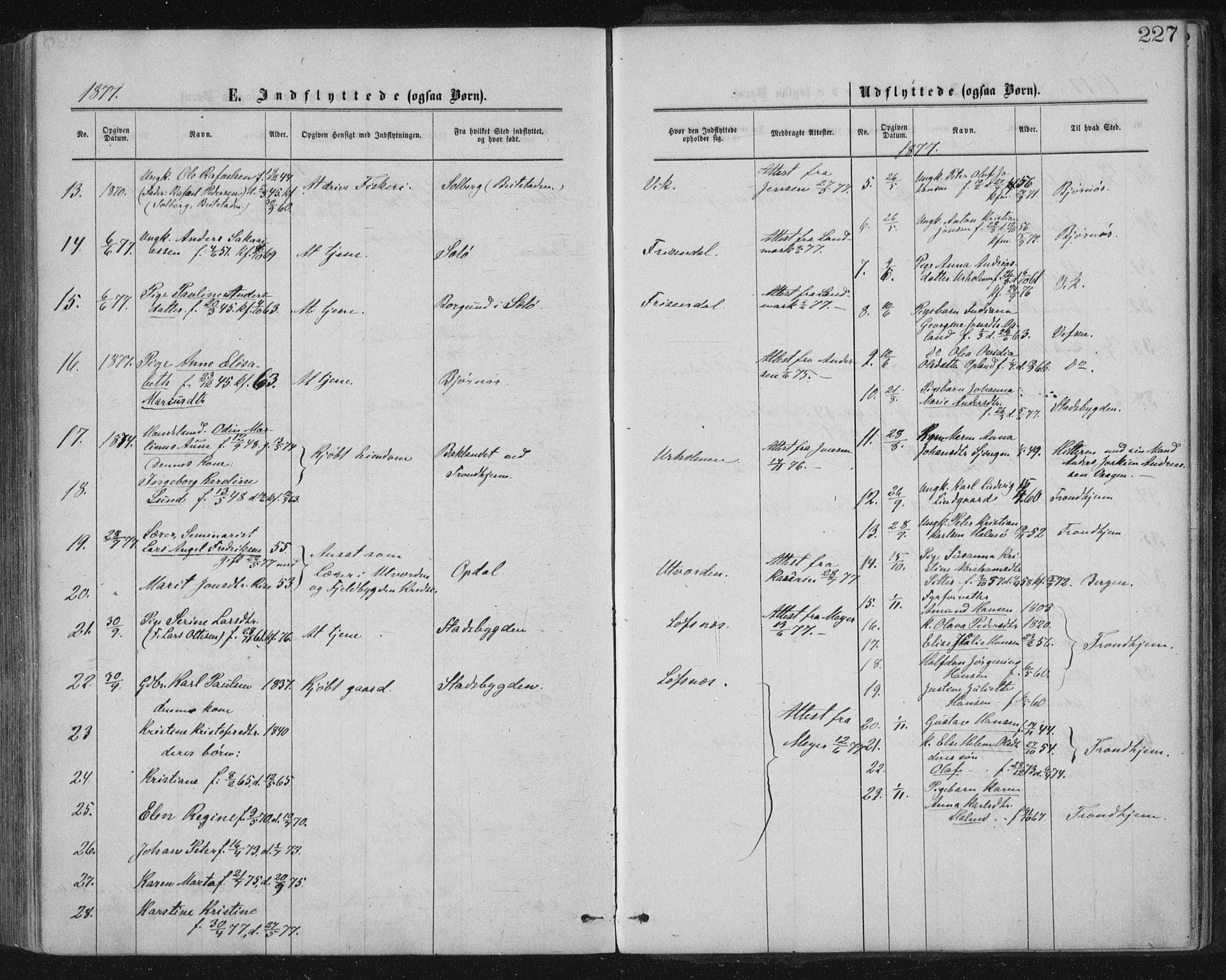 Ministerialprotokoller, klokkerbøker og fødselsregistre - Nord-Trøndelag, SAT/A-1458/771/L0596: Ministerialbok nr. 771A03, 1870-1884, s. 227