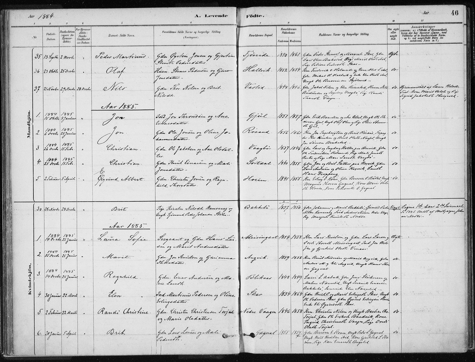 Ministerialprotokoller, klokkerbøker og fødselsregistre - Møre og Romsdal, SAT/A-1454/586/L0987: Ministerialbok nr. 586A13, 1879-1892, s. 46