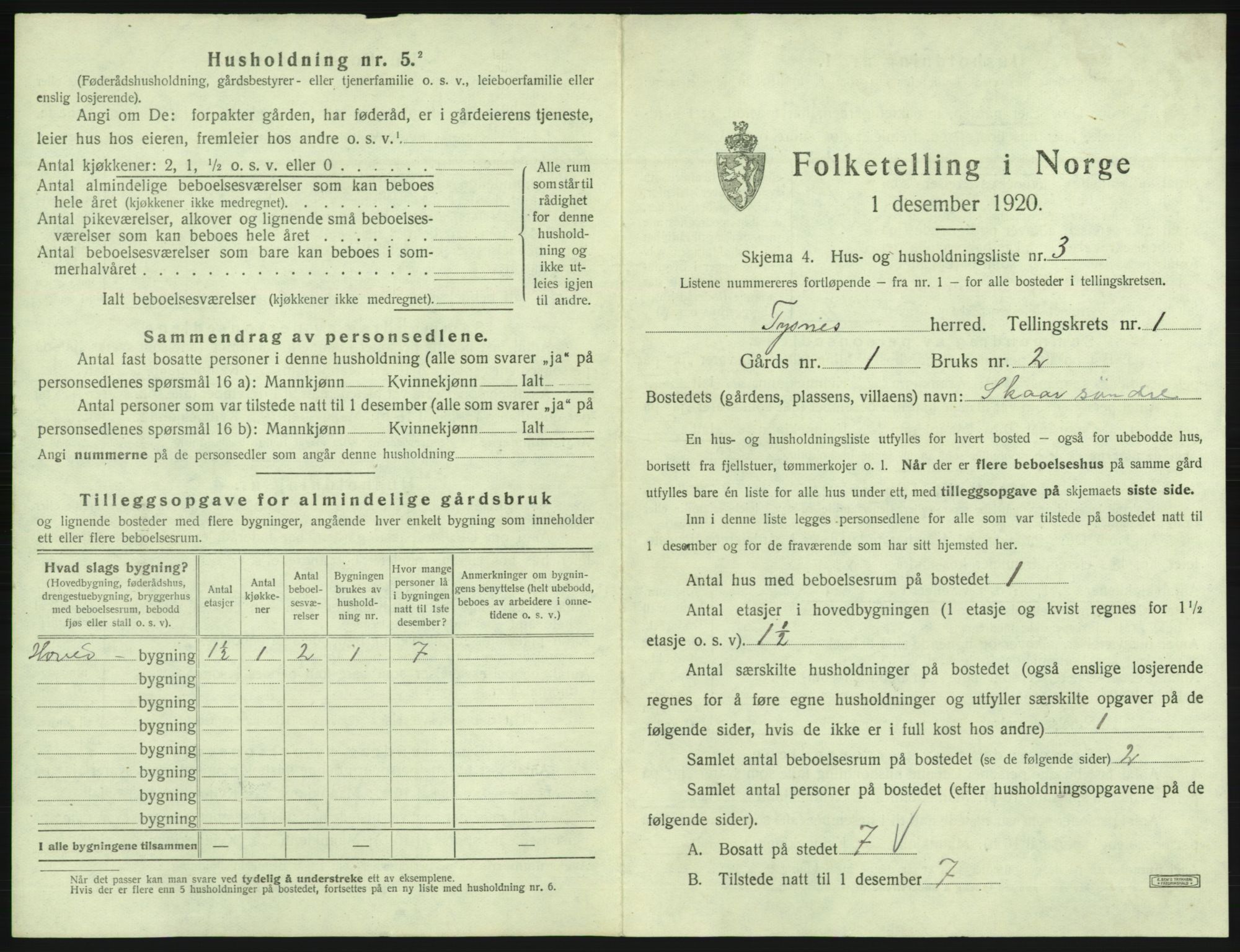 SAB, Folketelling 1920 for 1223 Tysnes herred, 1920, s. 62