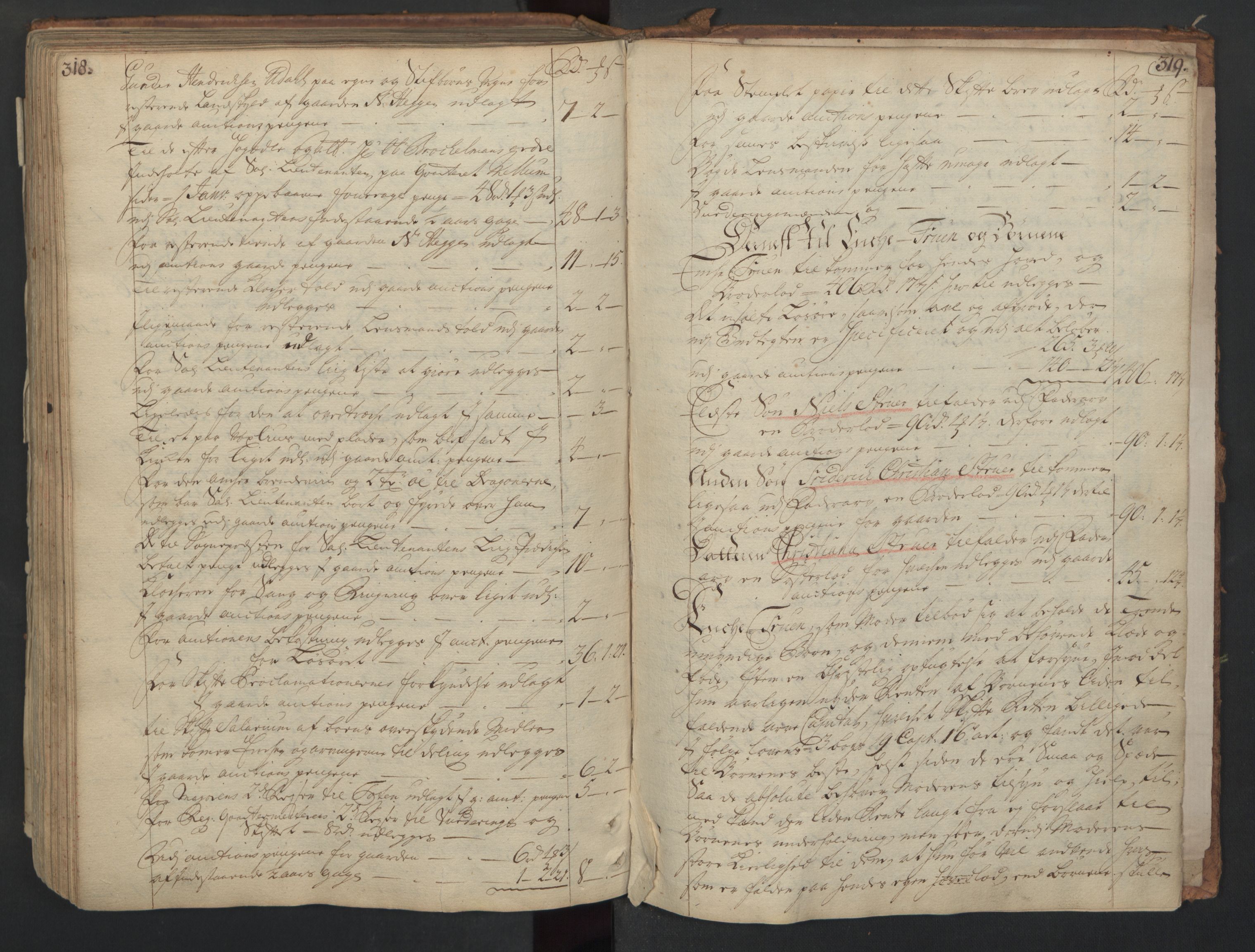 Forsvaret, Generalauditøren, AV/RA-RAFA-1772/F/Fj/Fjc/L0005: Skifteprotokol for 1ste søndenfjeldske dragonregiment, 1703-1736, s. 318-319