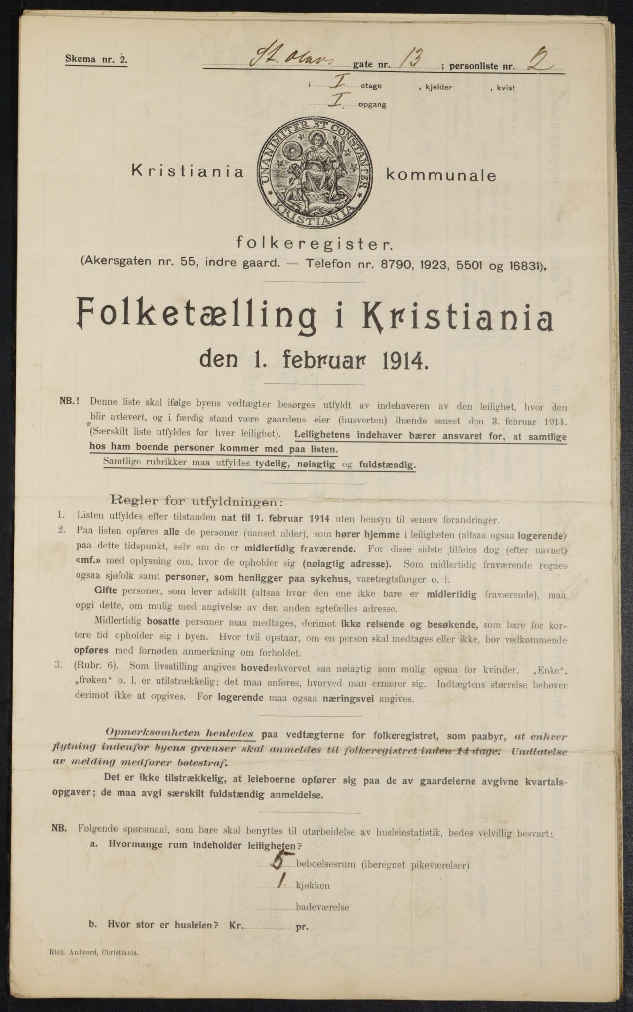 OBA, Kommunal folketelling 1.2.1914 for Kristiania, 1914, s. 87977