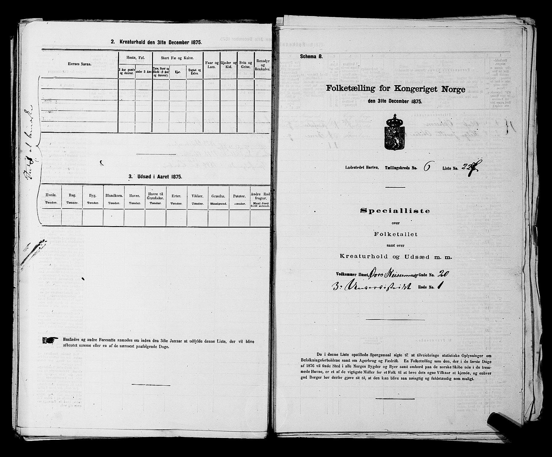 SAKO, Folketelling 1875 for 0703P Horten prestegjeld, 1875, s. 520