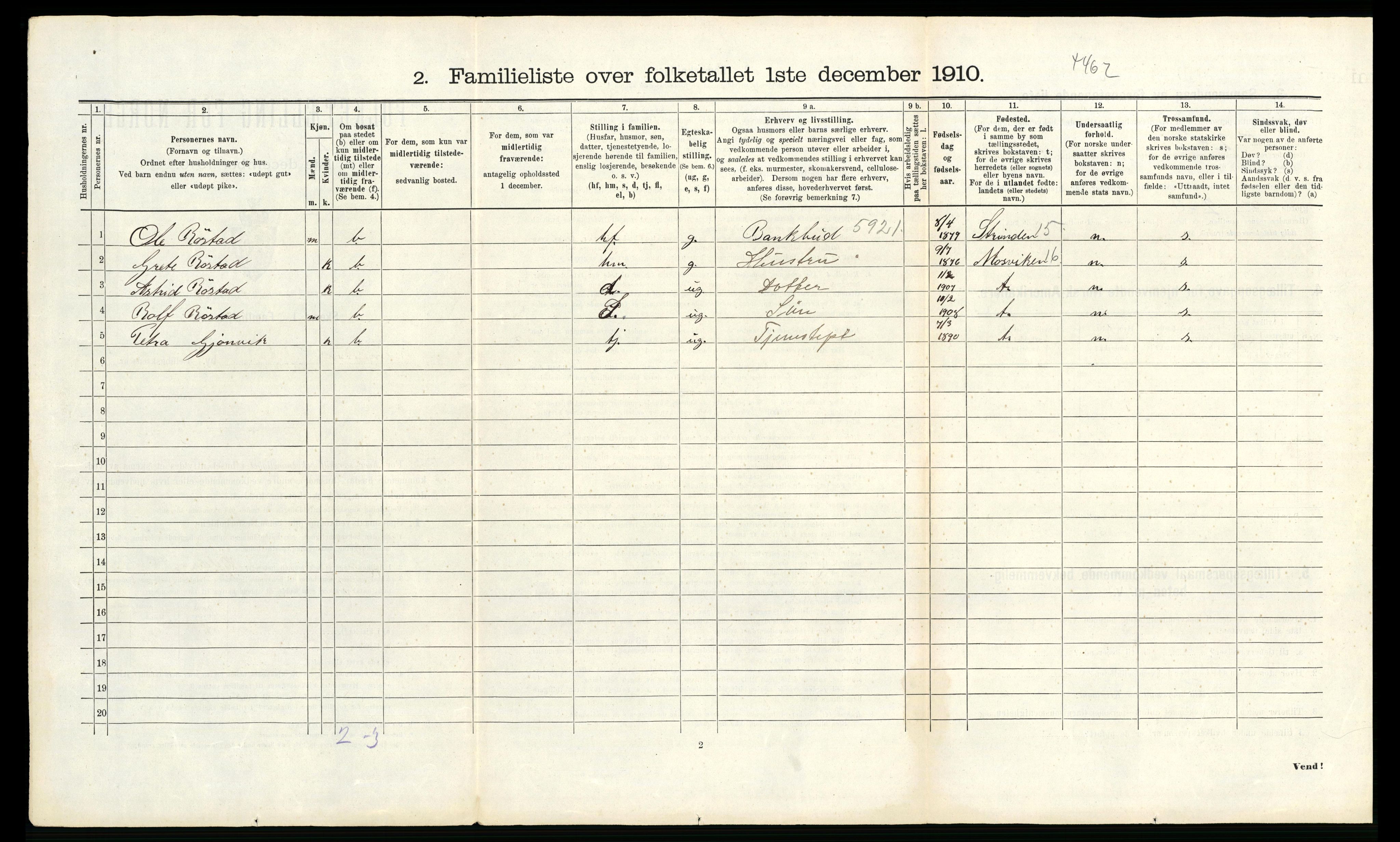 RA, Folketelling 1910 for 1601 Trondheim kjøpstad, 1910, s. 6246