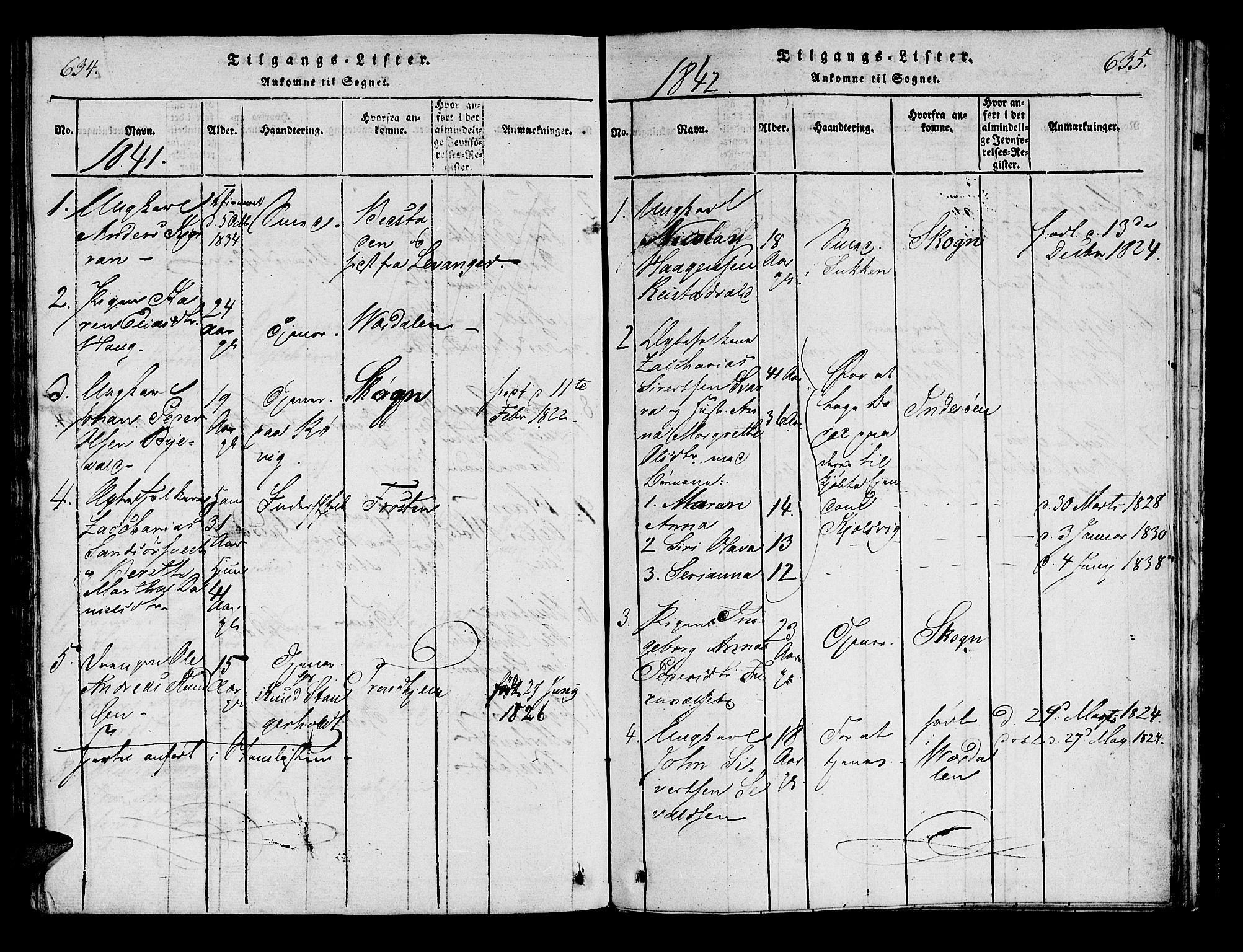 Ministerialprotokoller, klokkerbøker og fødselsregistre - Nord-Trøndelag, AV/SAT-A-1458/722/L0217: Ministerialbok nr. 722A04, 1817-1842, s. 634-635