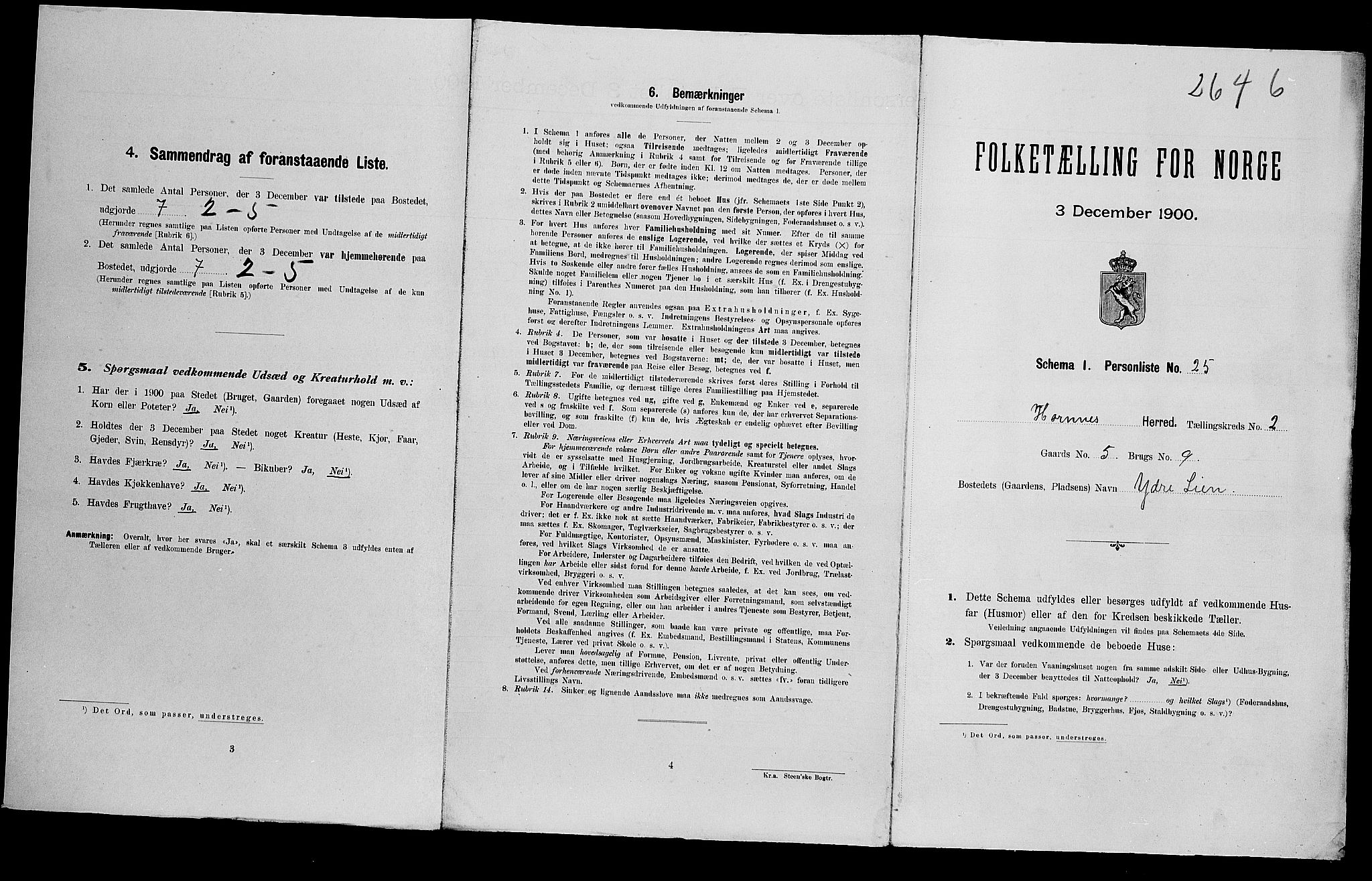 SAK, Folketelling 1900 for 0936 Hornnes herred, 1900, s. 149