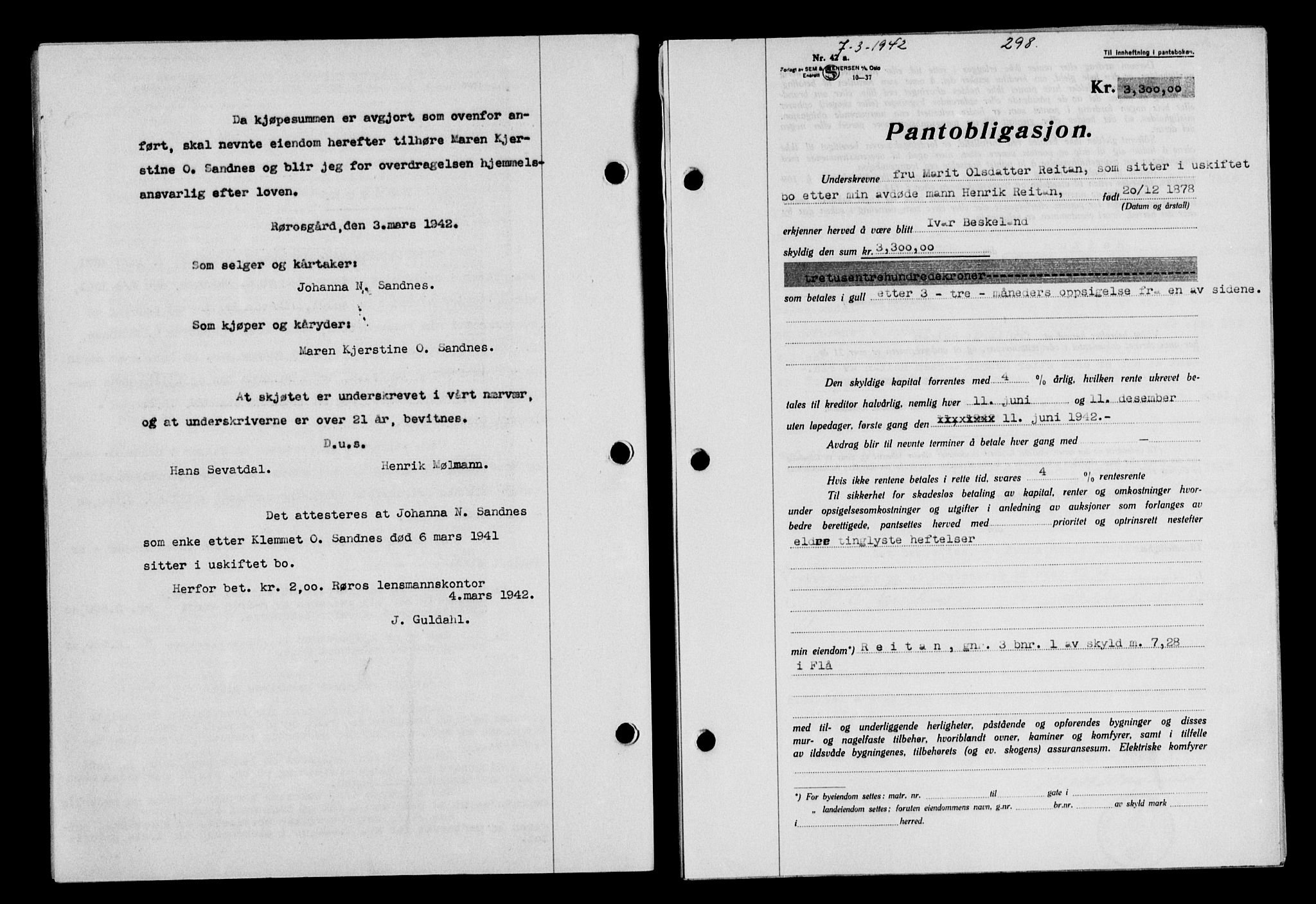 Gauldal sorenskriveri, SAT/A-0014/1/2/2C/L0054: Pantebok nr. 59, 1941-1942, Dagboknr: 362/1942