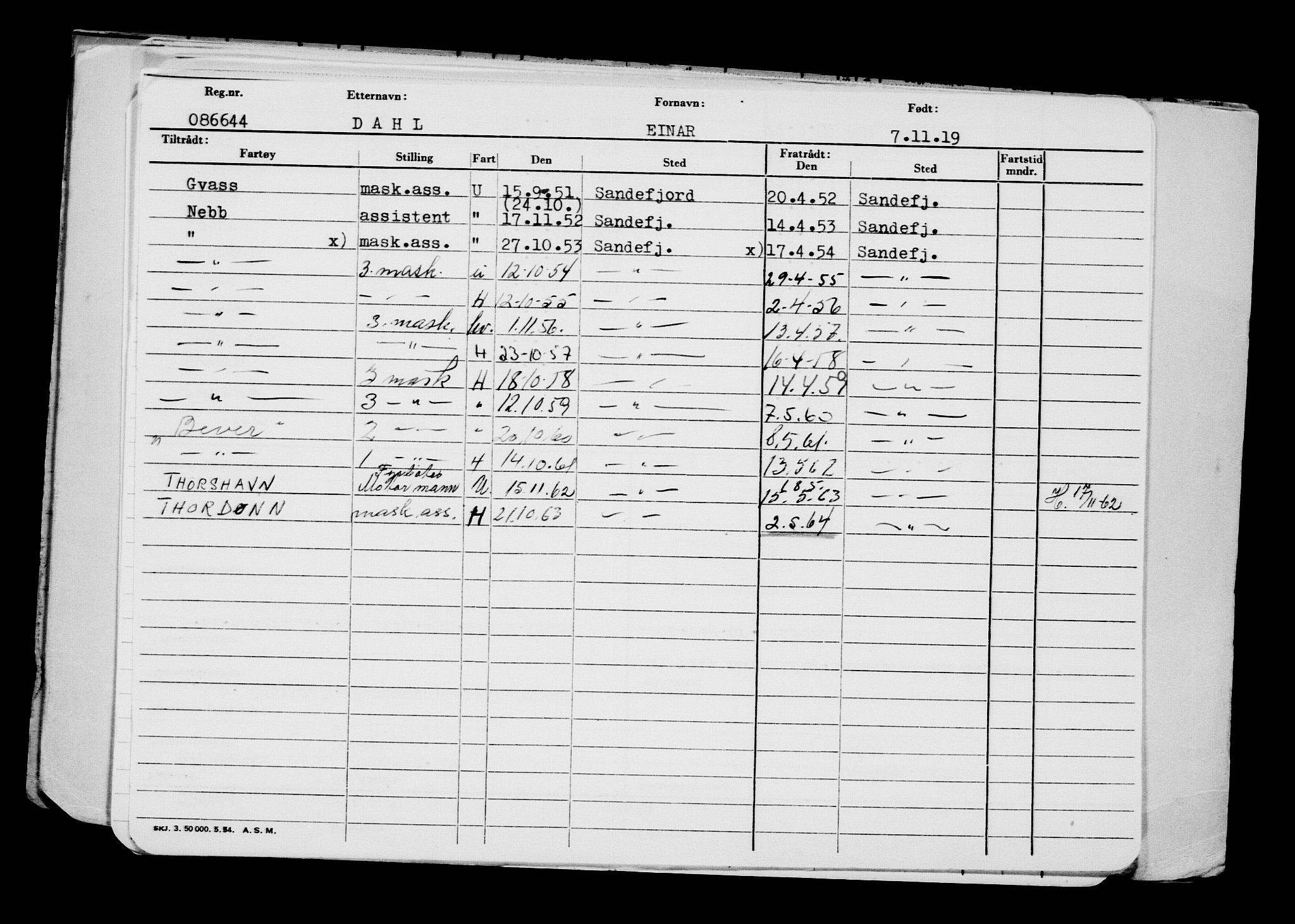 Direktoratet for sjømenn, AV/RA-S-3545/G/Gb/L0173: Hovedkort, 1919, s. 394