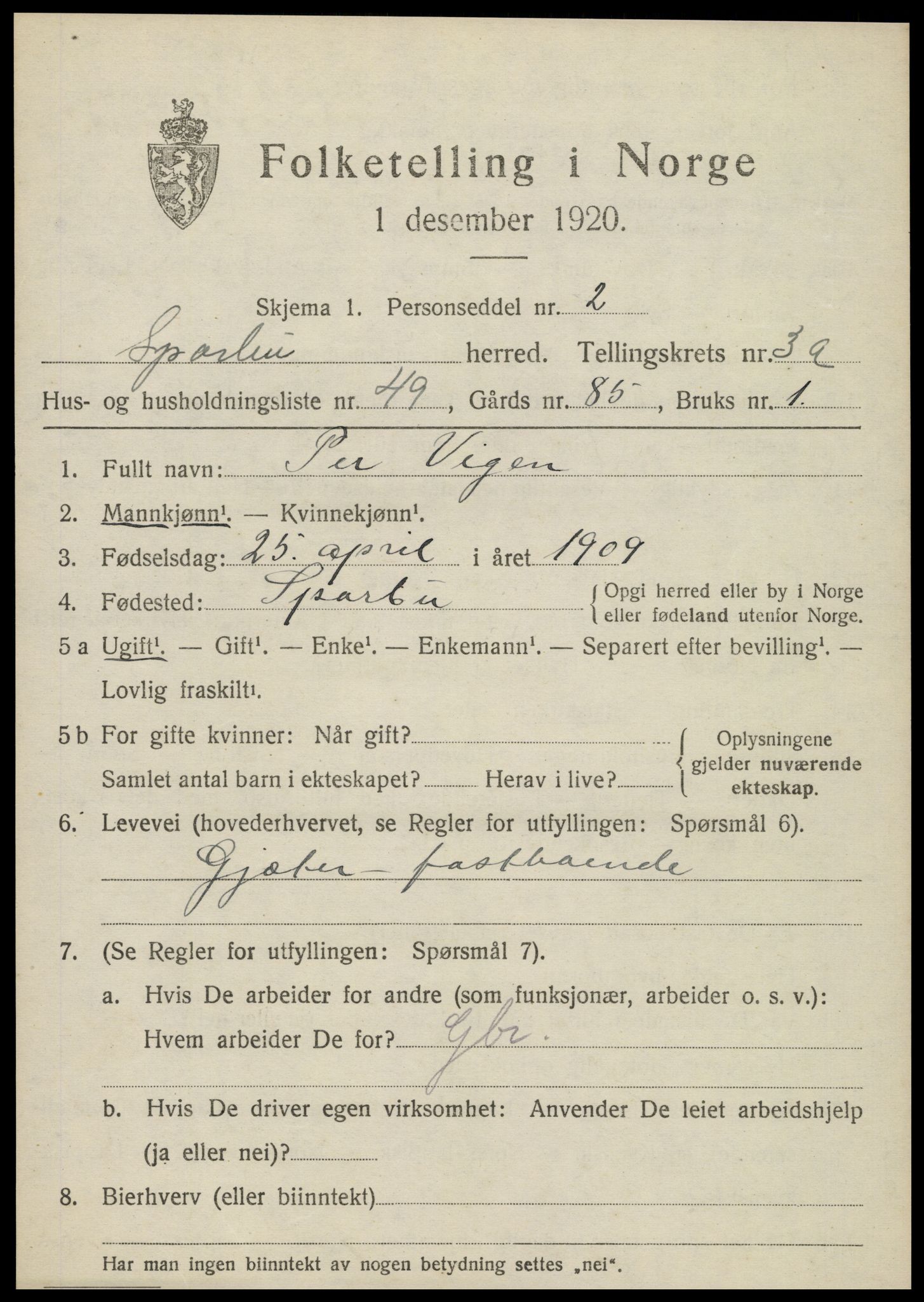 SAT, Folketelling 1920 for 1731 Sparbu herred, 1920, s. 4815