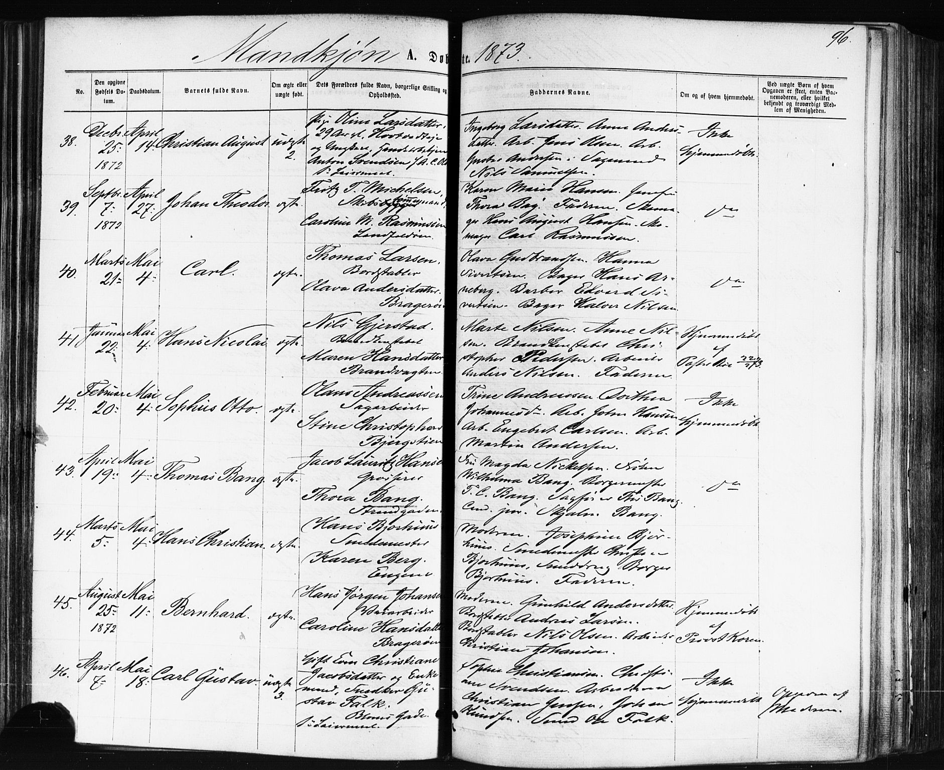 Bragernes kirkebøker, AV/SAKO-A-6/F/Fb/L0004: Ministerialbok nr. II 4, 1869-1875, s. 96