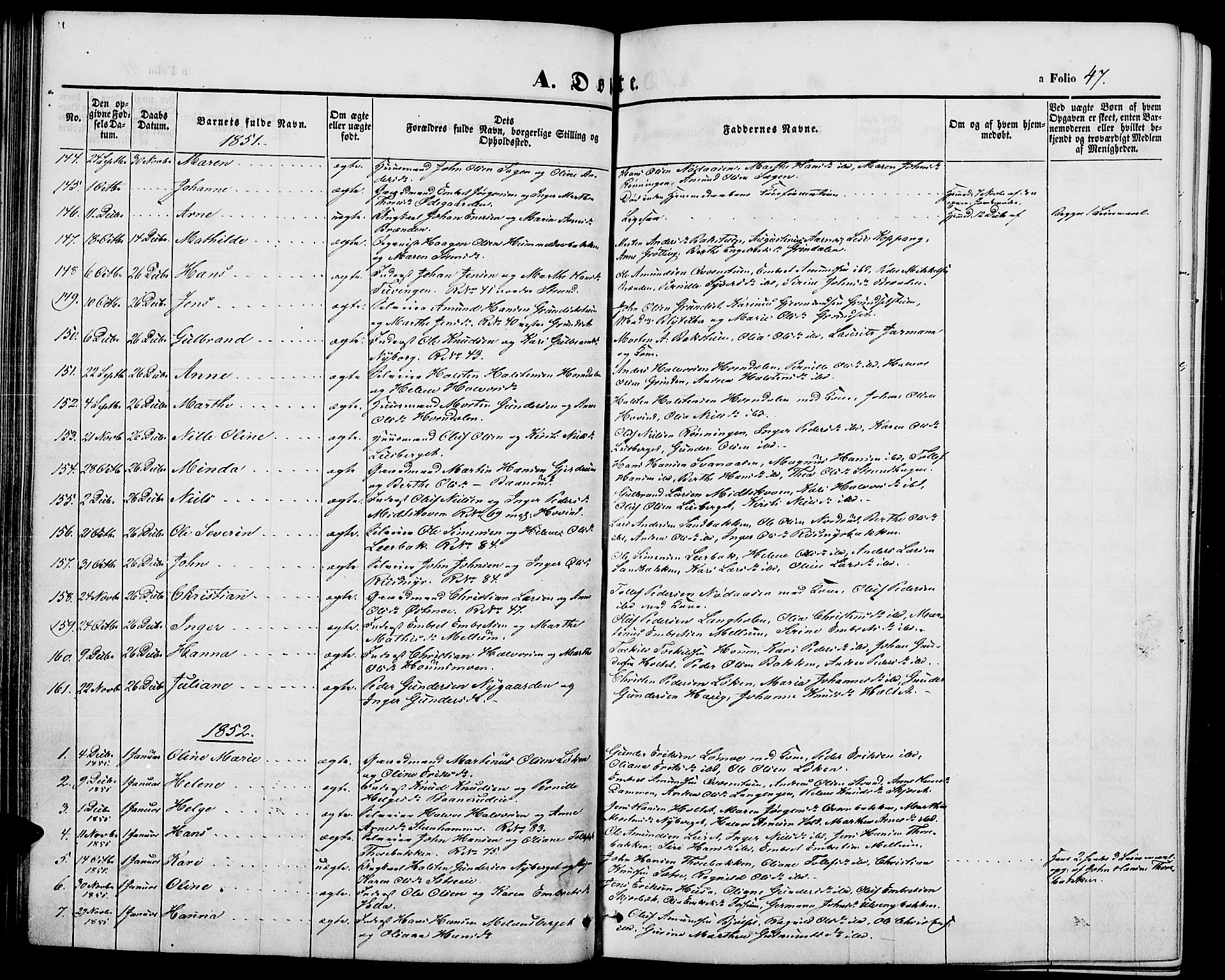 Elverum prestekontor, AV/SAH-PREST-044/H/Ha/Hab/L0002: Klokkerbok nr. 2, 1845-1855, s. 47