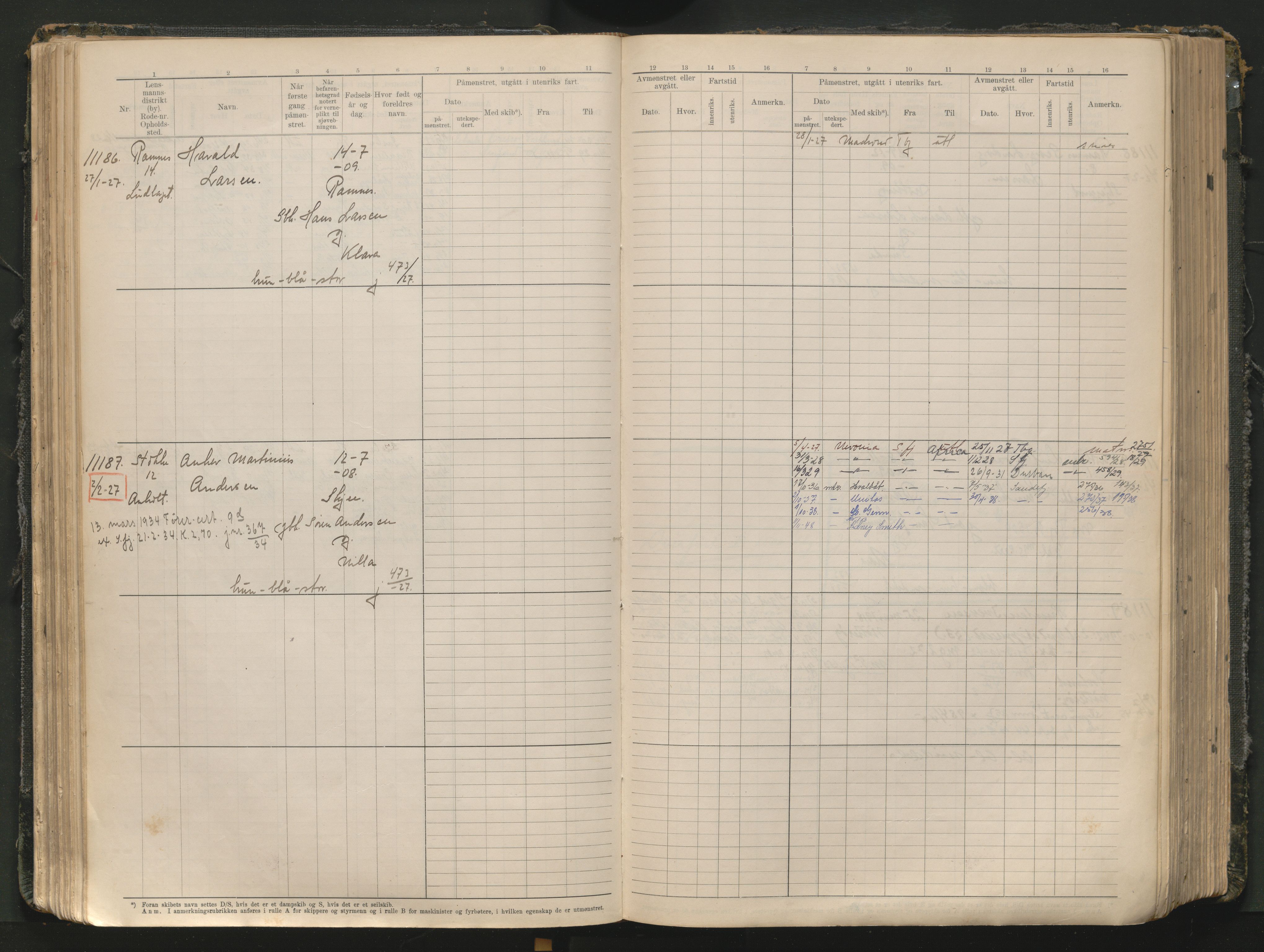 Tønsberg innrulleringskontor, AV/SAKO-A-786/F/Fc/Fcb/L0012: Hovedrulle Patent nr. 10828-12216, 1925-1948