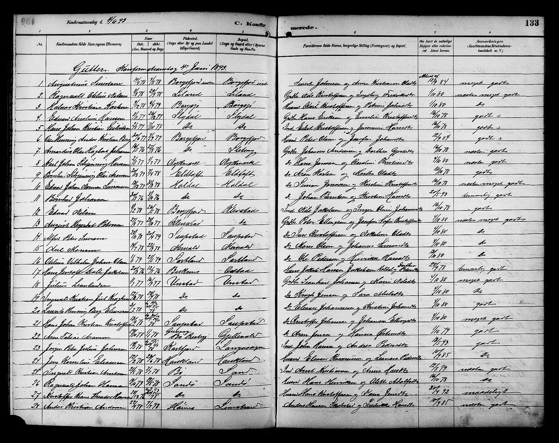 Ministerialprotokoller, klokkerbøker og fødselsregistre - Nordland, SAT/A-1459/880/L1141: Klokkerbok nr. 880C03, 1893-1928, s. 133