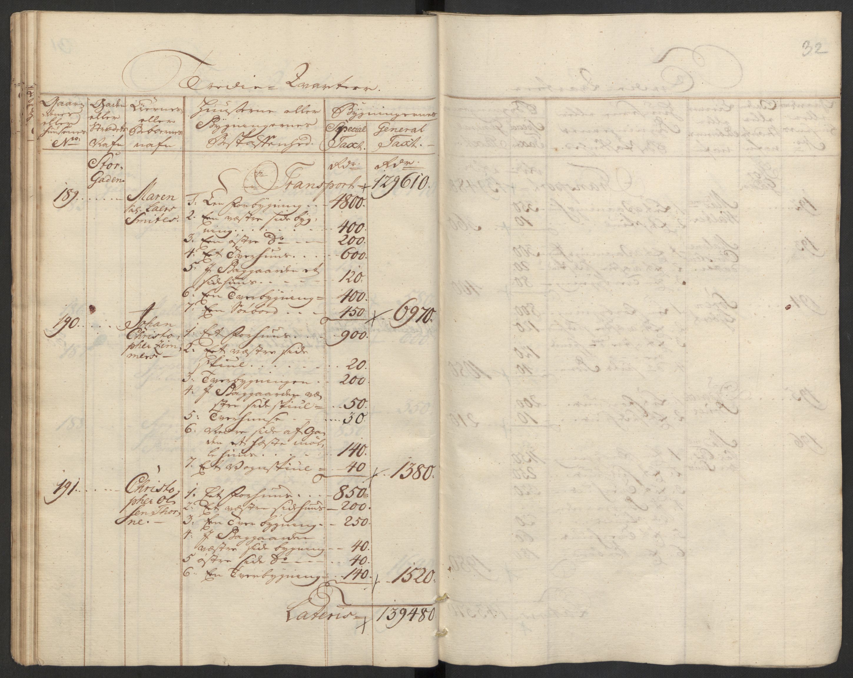 Kommersekollegiet, Brannforsikringskontoret 1767-1814, RA/EA-5458/F/Fa/L0008/0002: Bragernes / Branntakstprotokoll, 1767, s. 32