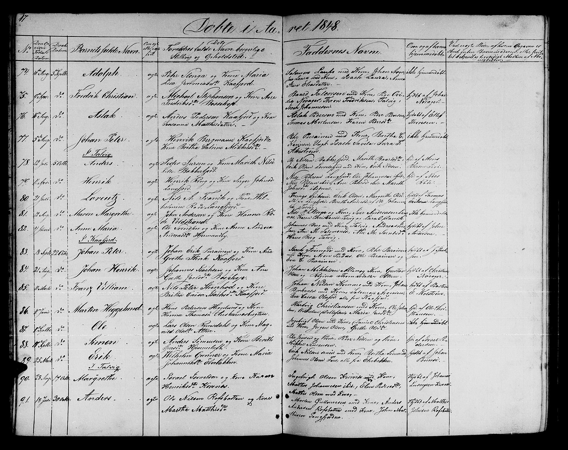 Talvik sokneprestkontor, AV/SATØ-S-1337/H/Hb/L0001klokker: Klokkerbok nr. 1, 1847-1863, s. 17
