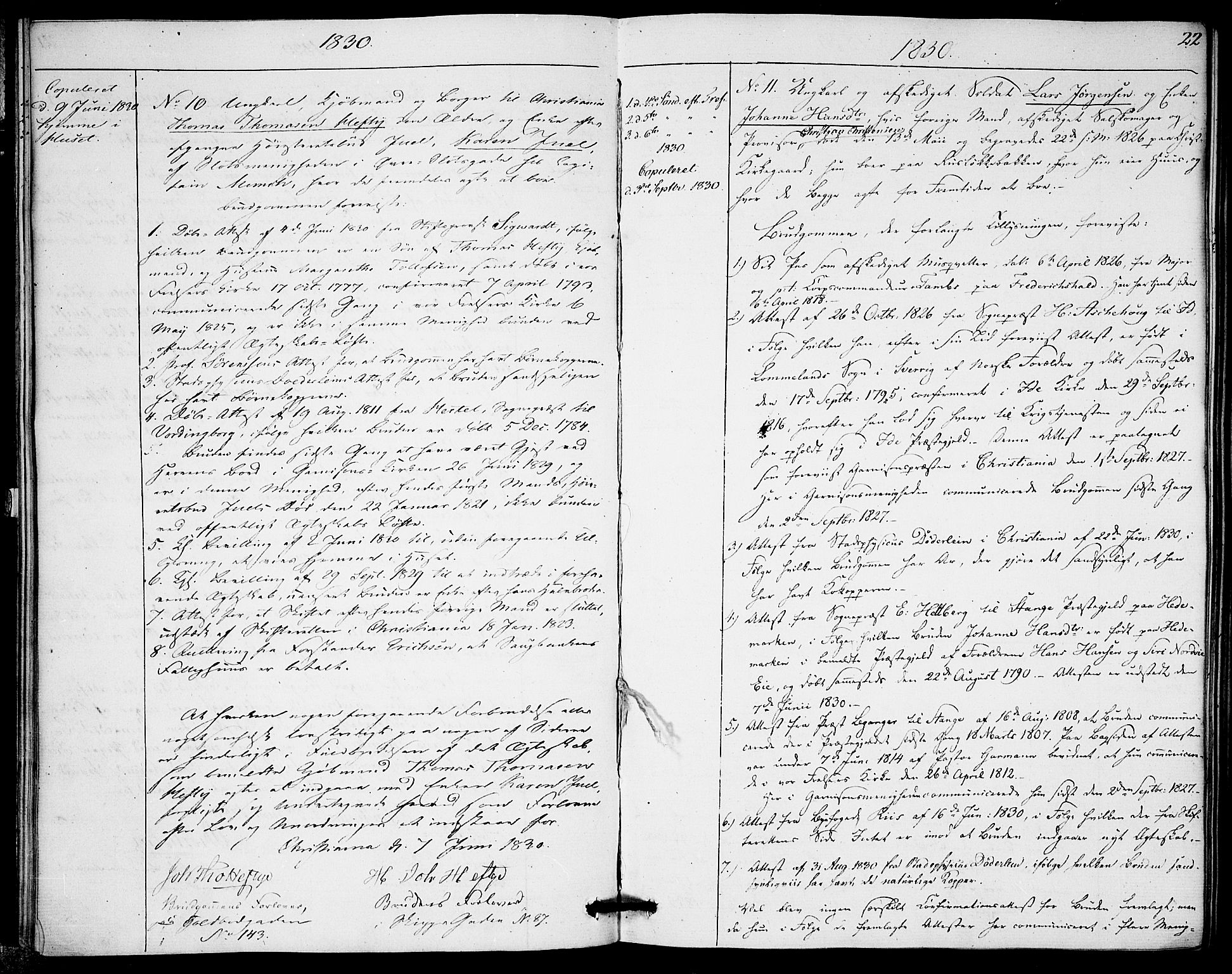 Garnisonsmenigheten Kirkebøker, AV/SAO-A-10846/H/Ha/L0002: Lysningsprotokoll nr. I 2, 1829-1835, s. 22