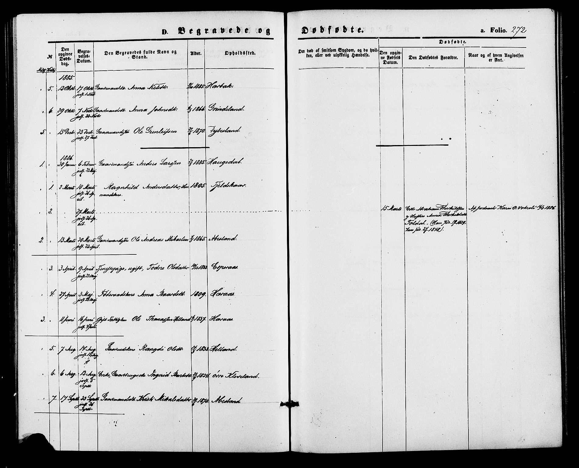 Bjelland sokneprestkontor, SAK/1111-0005/F/Fa/Fab/L0003: Ministerialbok nr. A 3, 1870-1887, s. 272