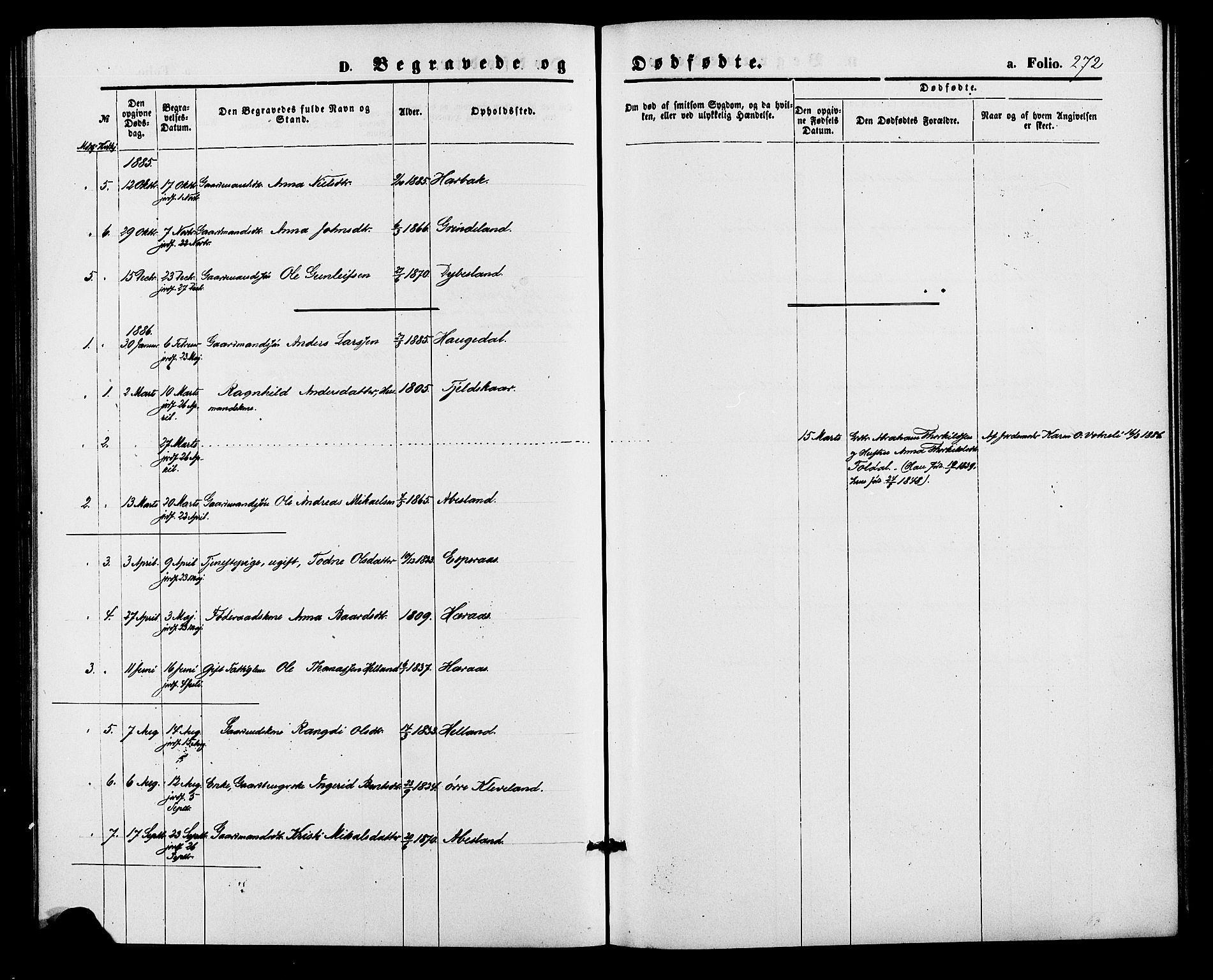 Bjelland sokneprestkontor, AV/SAK-1111-0005/F/Fa/Fab/L0003: Ministerialbok nr. A 3, 1870-1887, s. 272