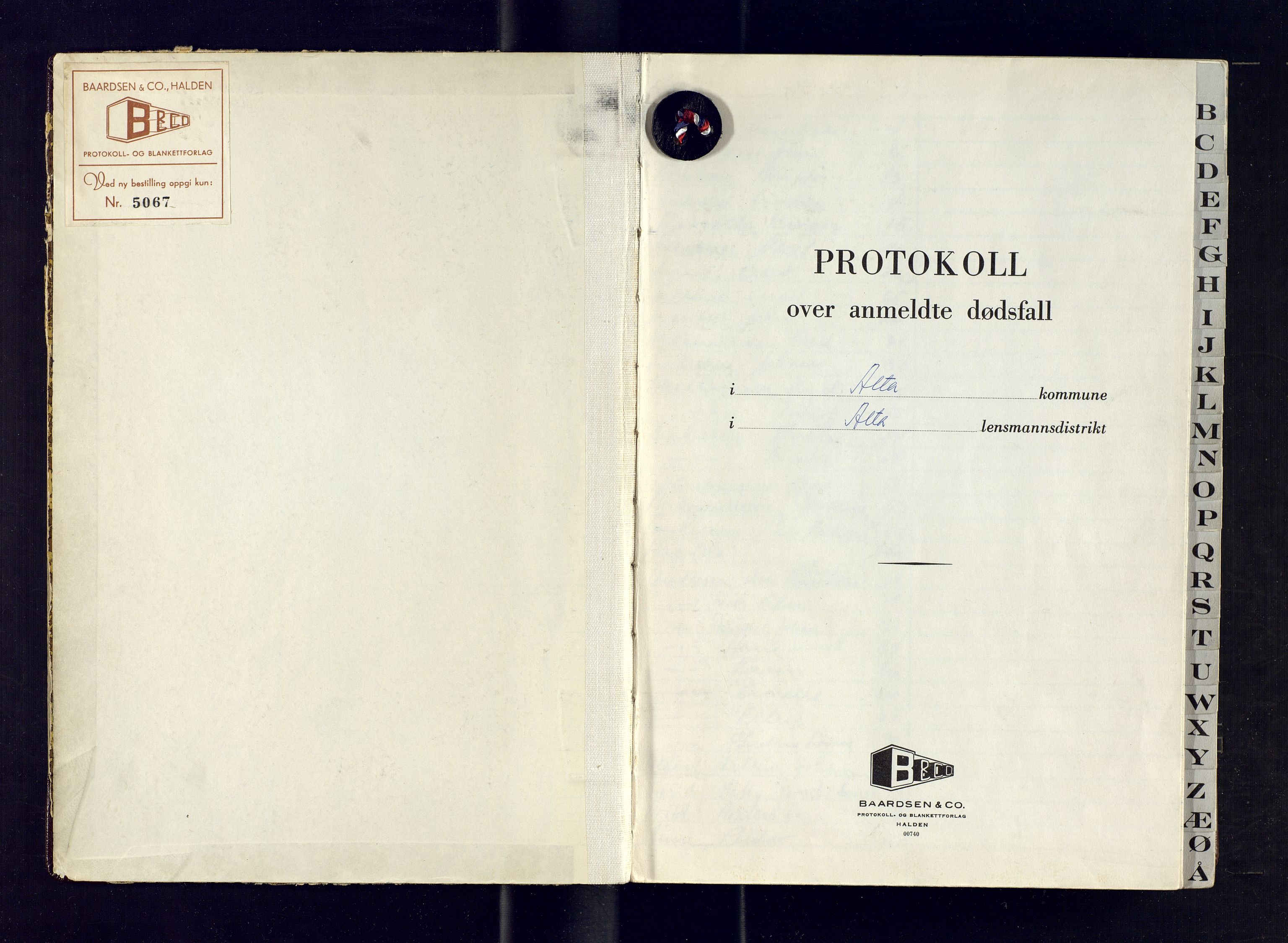 Alta lensmannskontor, AV/SATØ-S-1165/K/Ka/L0112: Dødsfallsprotokoll, 1967-1973