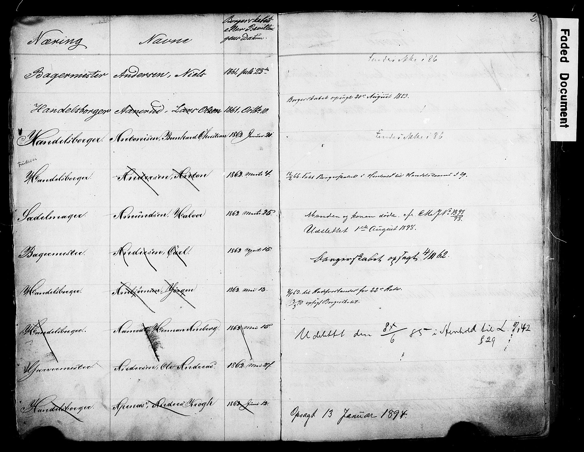 Kristiania magistrat, SAO/A-10711/F/Fb/L0004: Borgerrulle, 1860-1879, s. 3