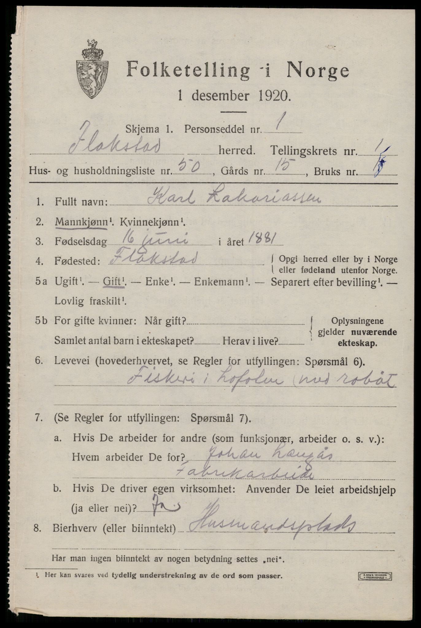 SAT, Folketelling 1920 for 1859 Flakstad herred, 1920, s. 1201