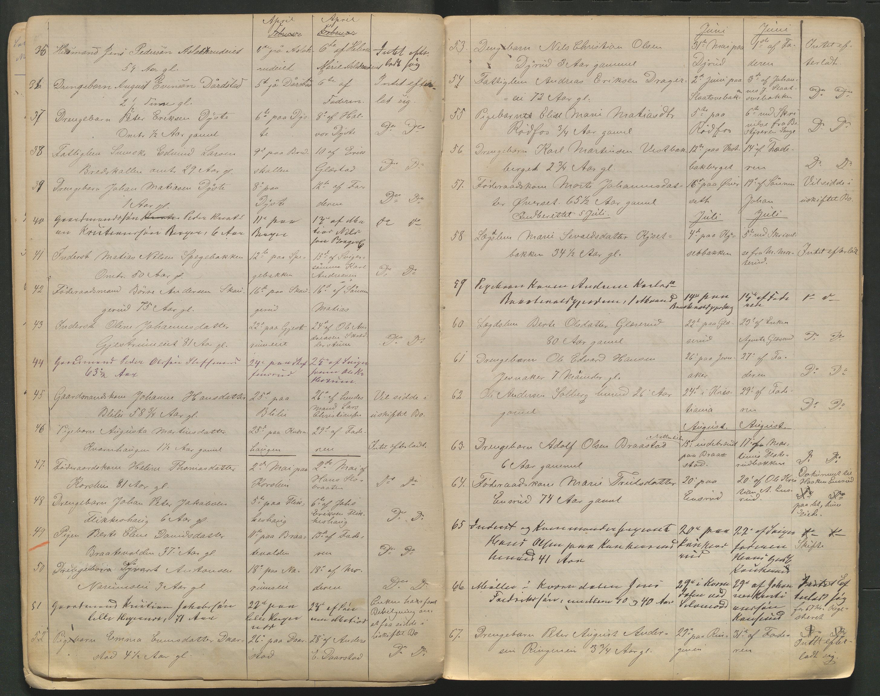 Vestre Toten lensmannskontor, AV/SAH-LOV-007/H/Ha/L0002: Dødsfallsprotokoll, 1874-1891