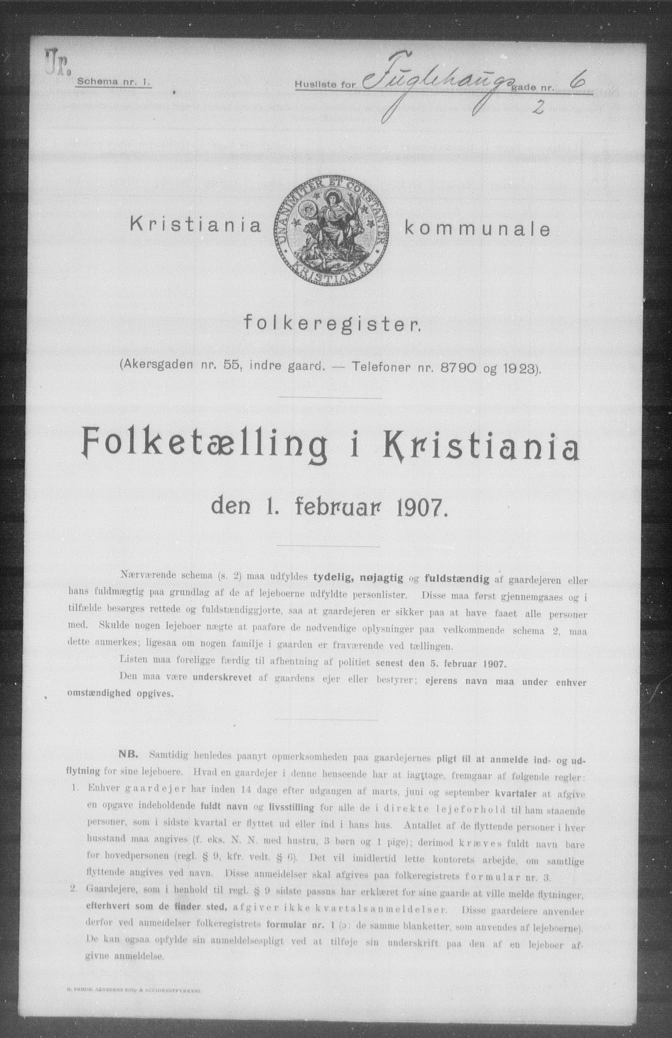 OBA, Kommunal folketelling 1.2.1907 for Kristiania kjøpstad, 1907, s. 14413