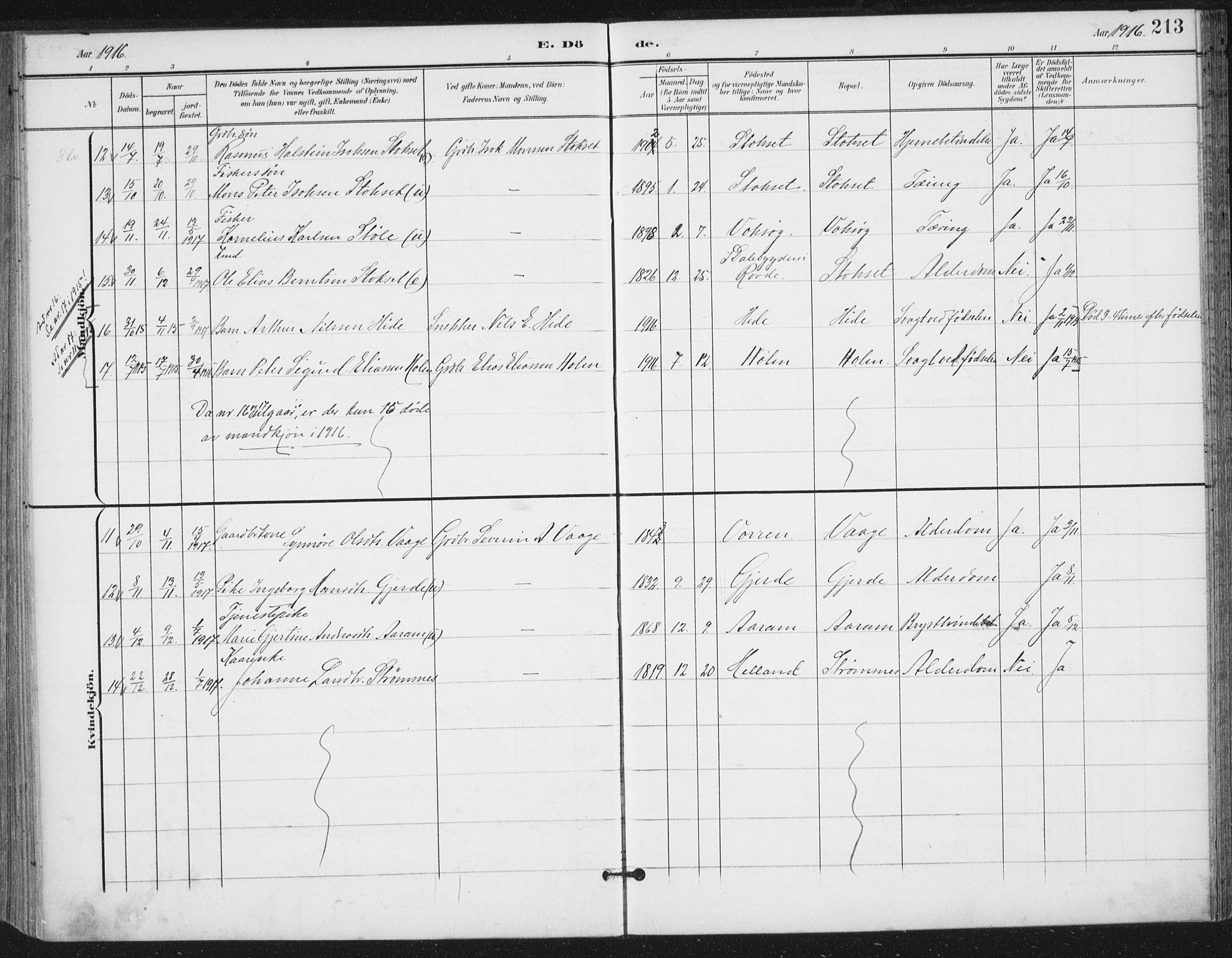 Ministerialprotokoller, klokkerbøker og fødselsregistre - Møre og Romsdal, AV/SAT-A-1454/503/L0038: Ministerialbok nr. 503A06, 1901-1917, s. 213