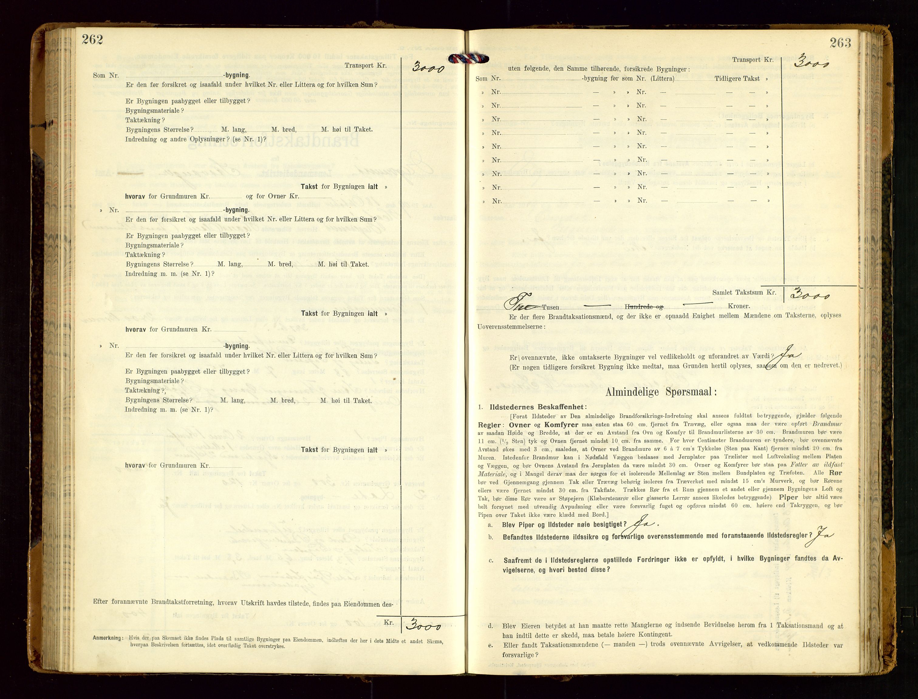 Eigersund lensmannskontor, AV/SAST-A-100171/Gob/L0002: "Brandtakstprotokol", 1910-1916, s. 262-263