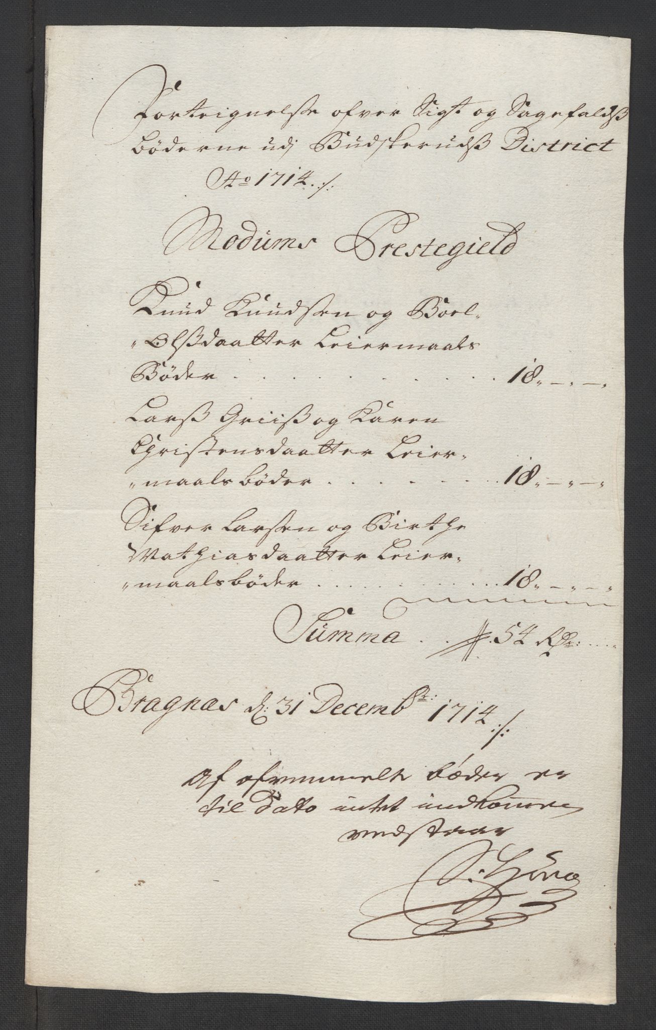 Rentekammeret inntil 1814, Reviderte regnskaper, Fogderegnskap, AV/RA-EA-4092/R31/L1709: Fogderegnskap Hurum, Røyken, Eiker, Lier og Buskerud, 1714, s. 100